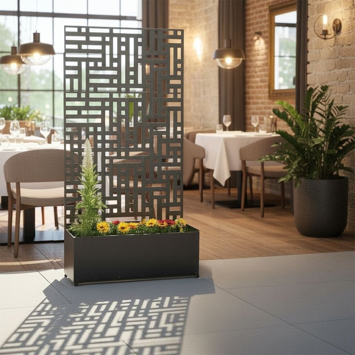 Metal Indoor/Outdoor Privacy Screen with Plant Pot - 90cm x 180cm - PN Home