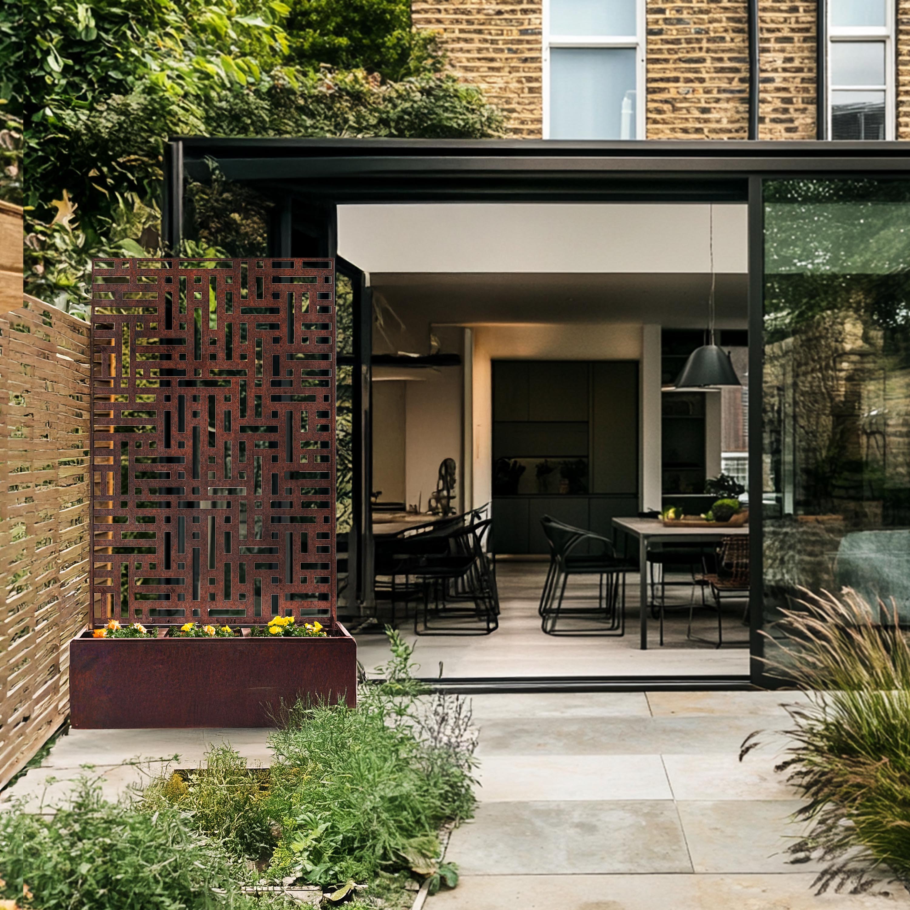 Metal Indoor/Outdoor Privacy Screen with Plant Pot - 90cm x 180cm - PN Home