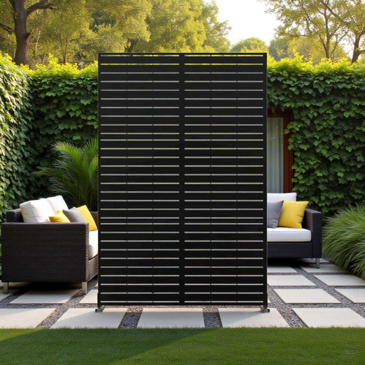 Metal Indoor/Outdoor Privacy Screen 90cm x 180cm - Slats - PN Home