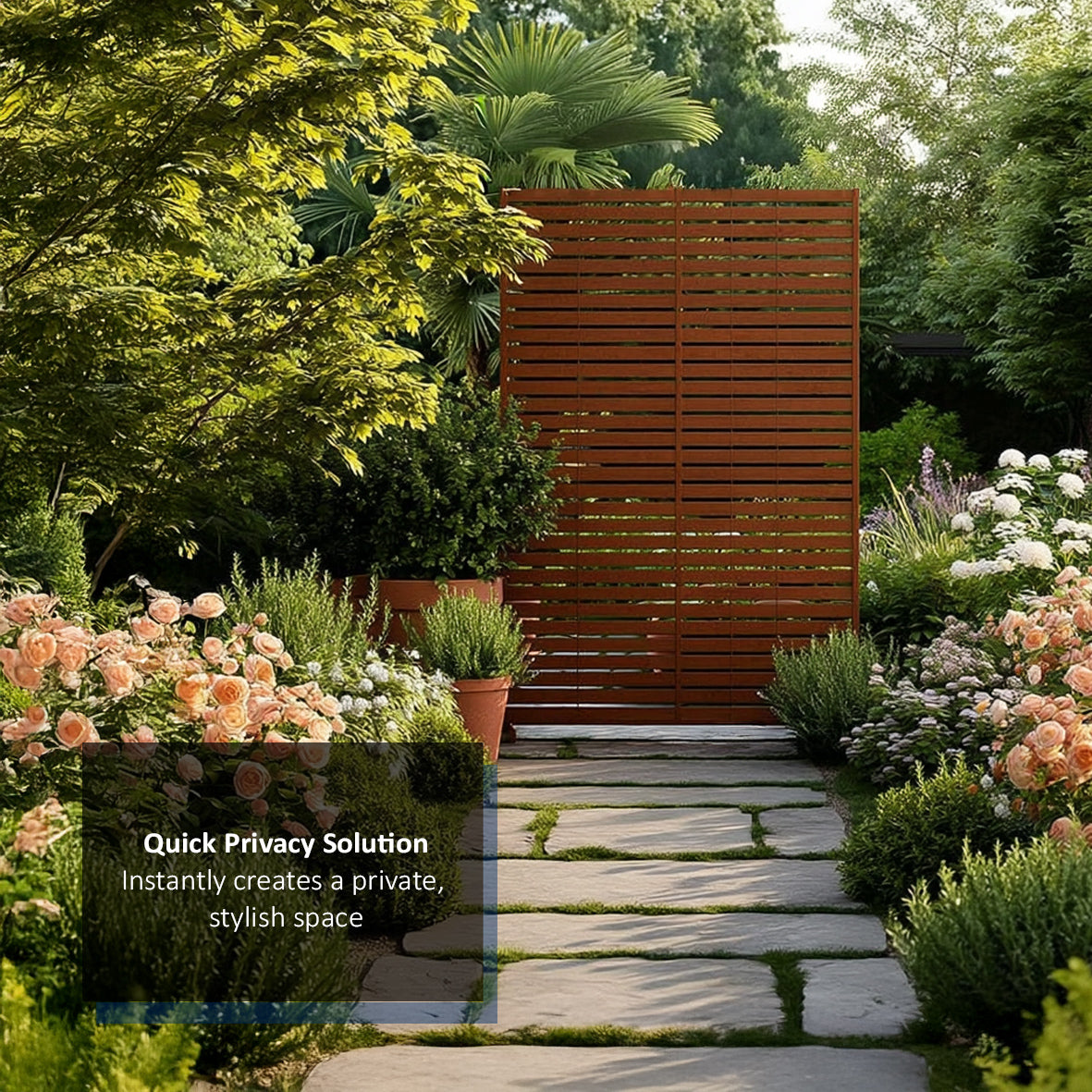 Metal Indoor/Outdoor Privacy Screen 90cm x 180cm - Slats - PN Home