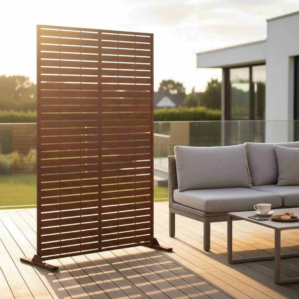 Metal Indoor/Outdoor Privacy Screen 90cm x 180cm - Slats - PN Home