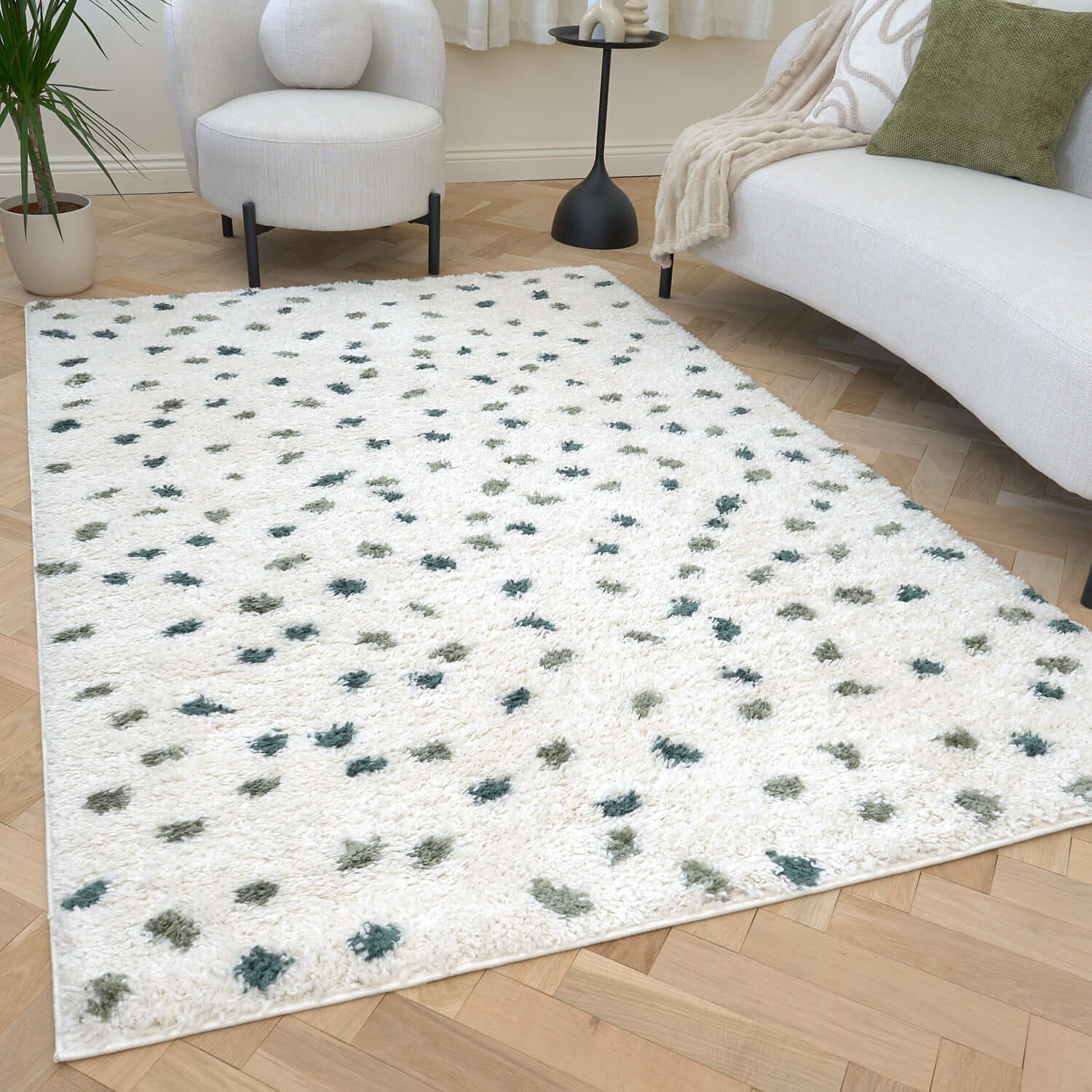 Moodi Shaggy Green Drizzle Rug - PN Home