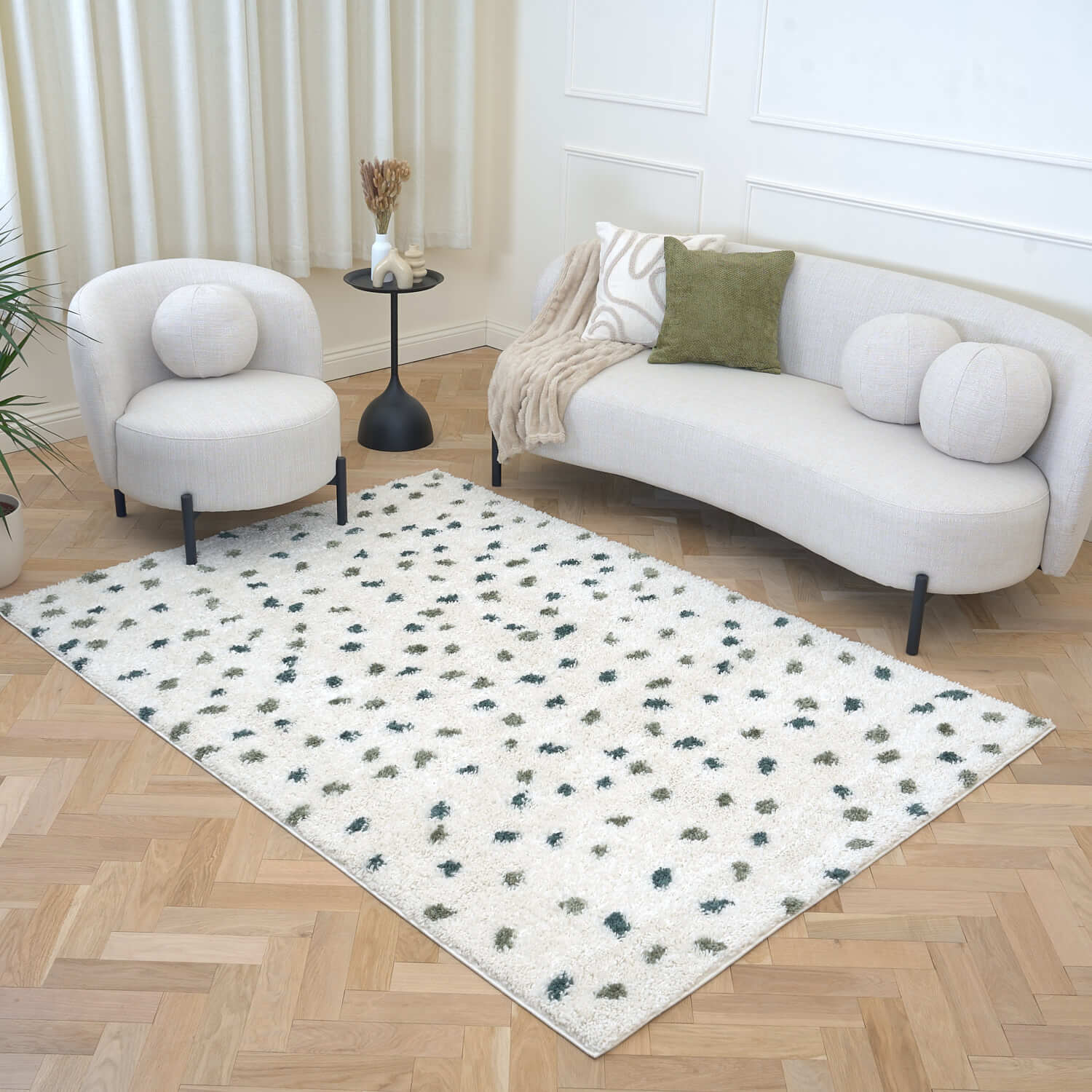 Moodi Shaggy Green Drizzle Rug - PN Home