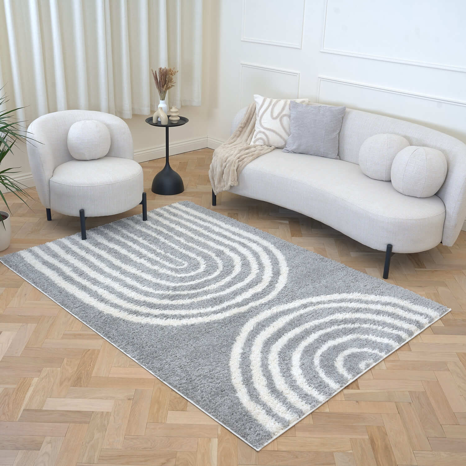 Moodi Shaggy Grey Echo Rug - PN Home