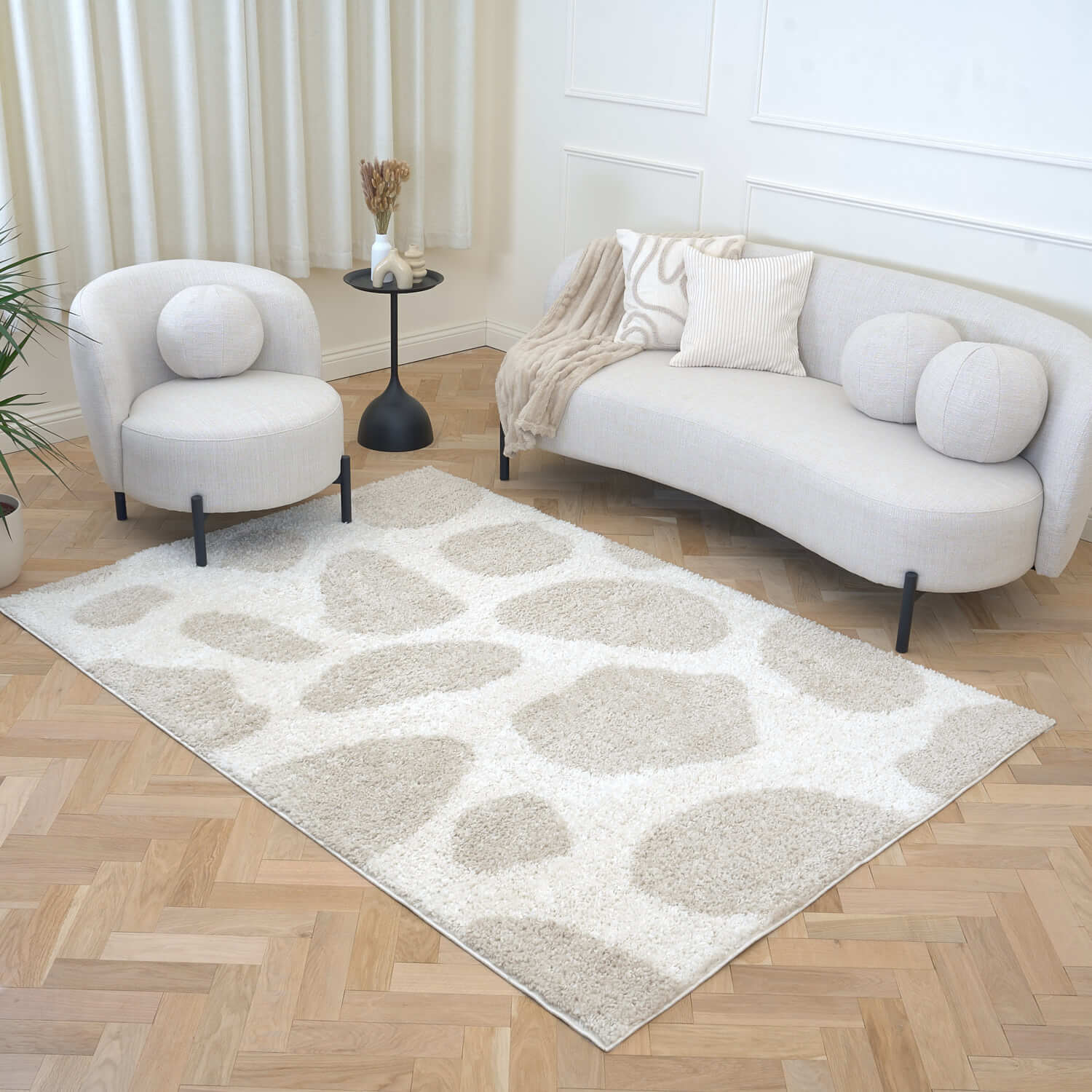 Moodi Shaggy Cream Kora Rug - PN Home