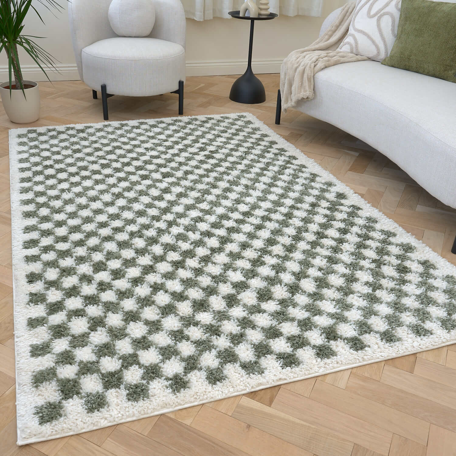 Moodi Shaggy Green Lunel Rug - PN Home