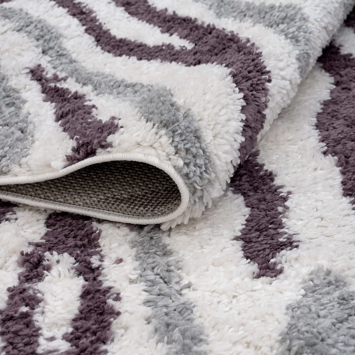 Moodi Shaggy Grey/Purple Mauvine Rug - PN Home
