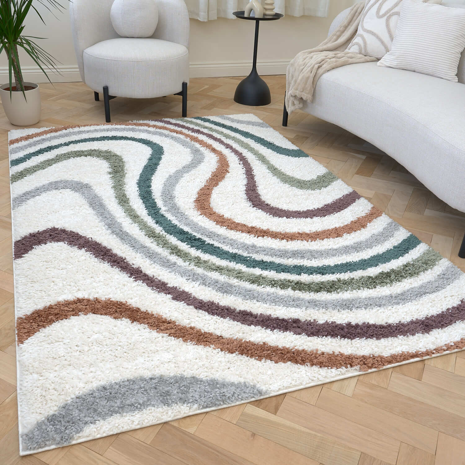 Moodi Shaggy Multicolour Mirage Rug - PN Home