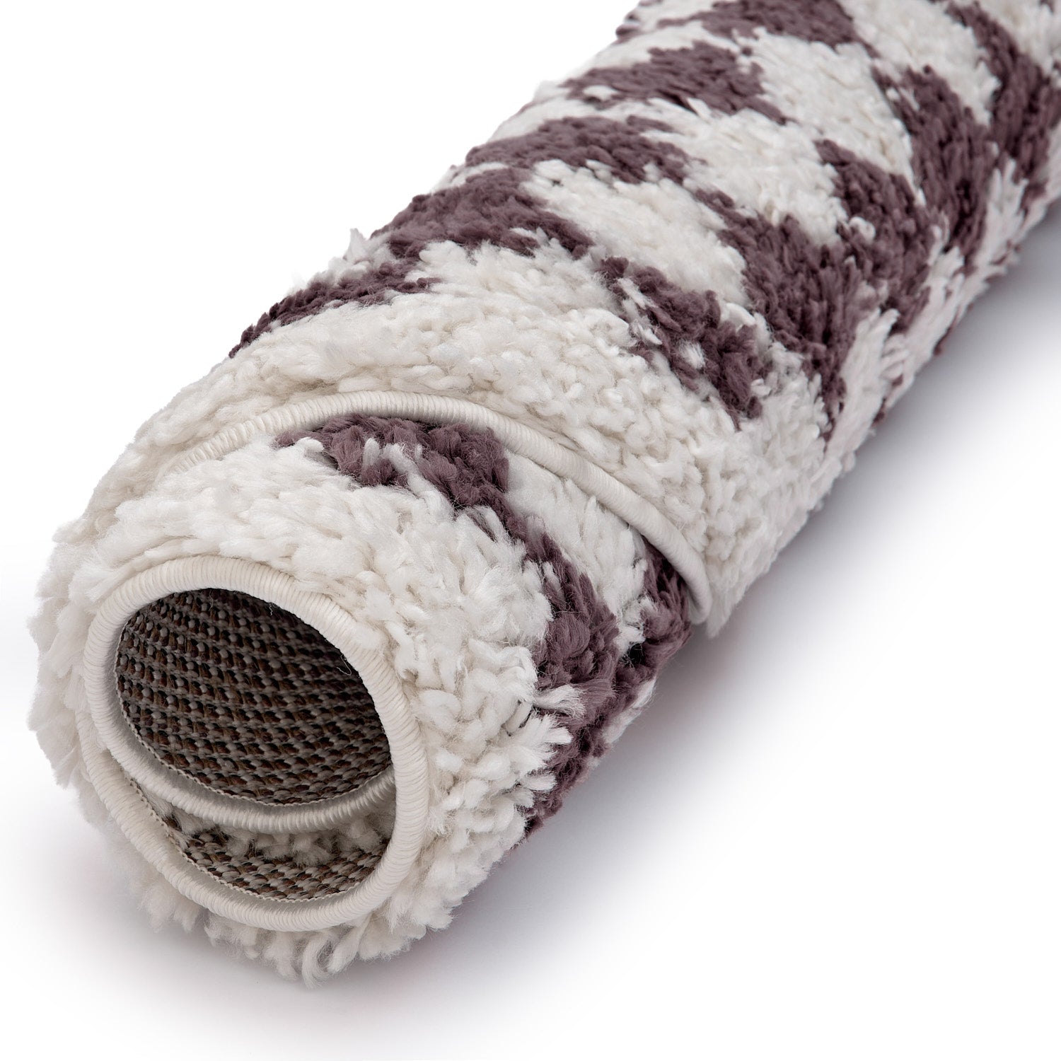 Moodi Shaggy Purple Mosscheck Rug - PN Home