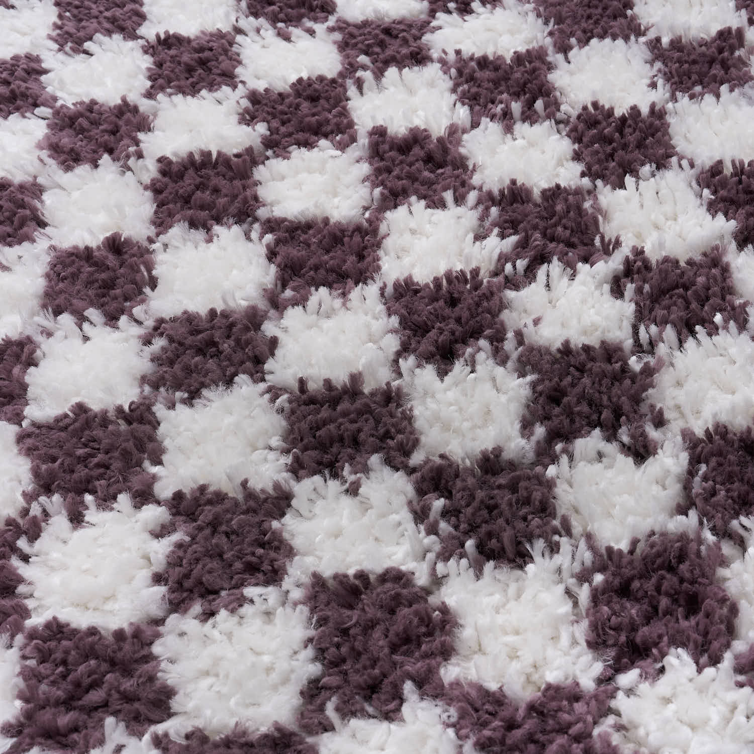 Moodi Shaggy Purple Mosscheck Rug - PN Home