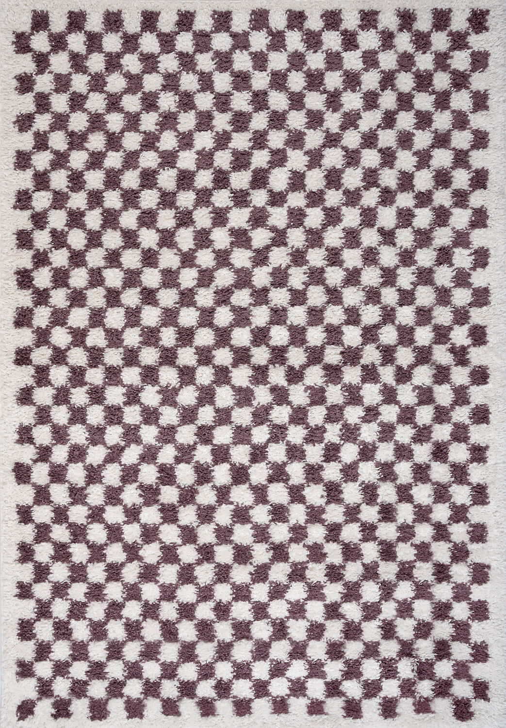 Moodi Shaggy Purple Mosscheck Rug - PN Home