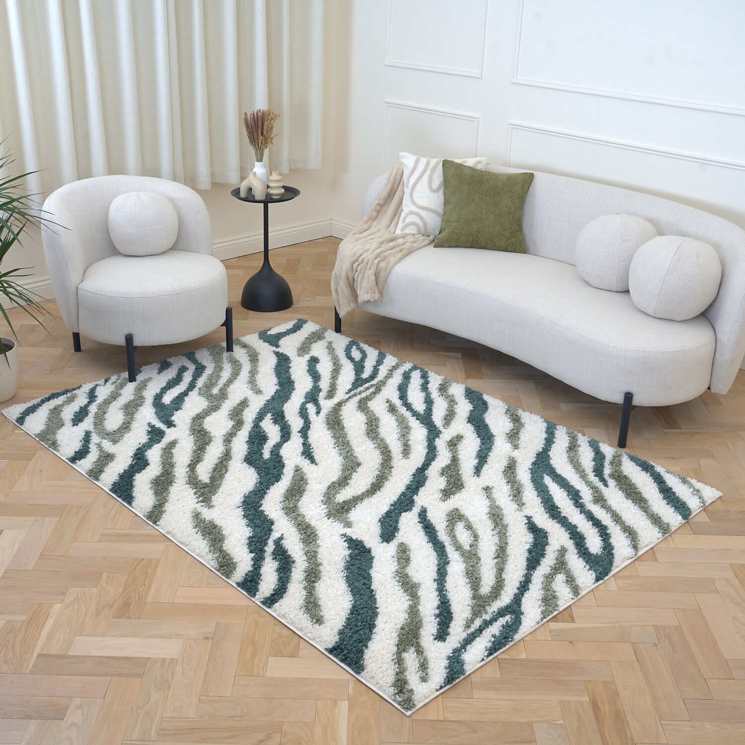 Moodi Shaggy Green Nyra Rug - PN Home