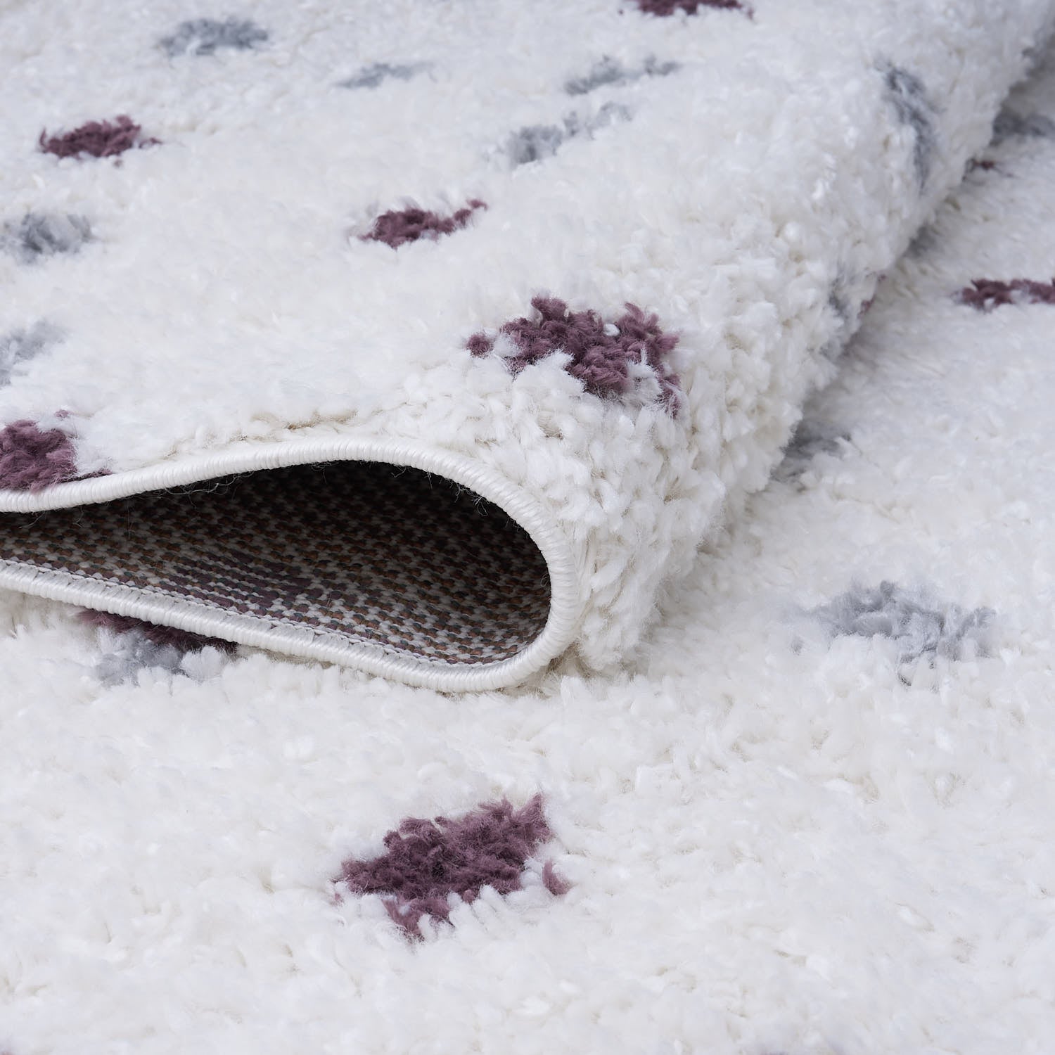 Moodi Shaggy Grey/Purple Plumetis Rug - PN Home