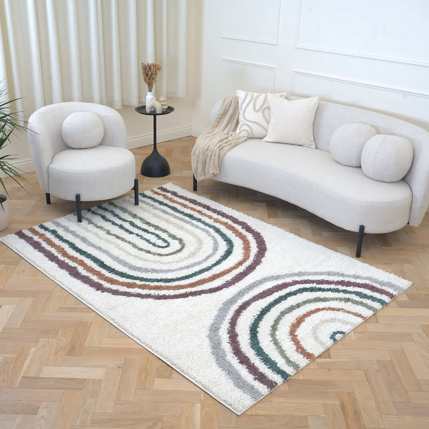 Moodi Shaggy Multicolour Raincat Rug - PN Home