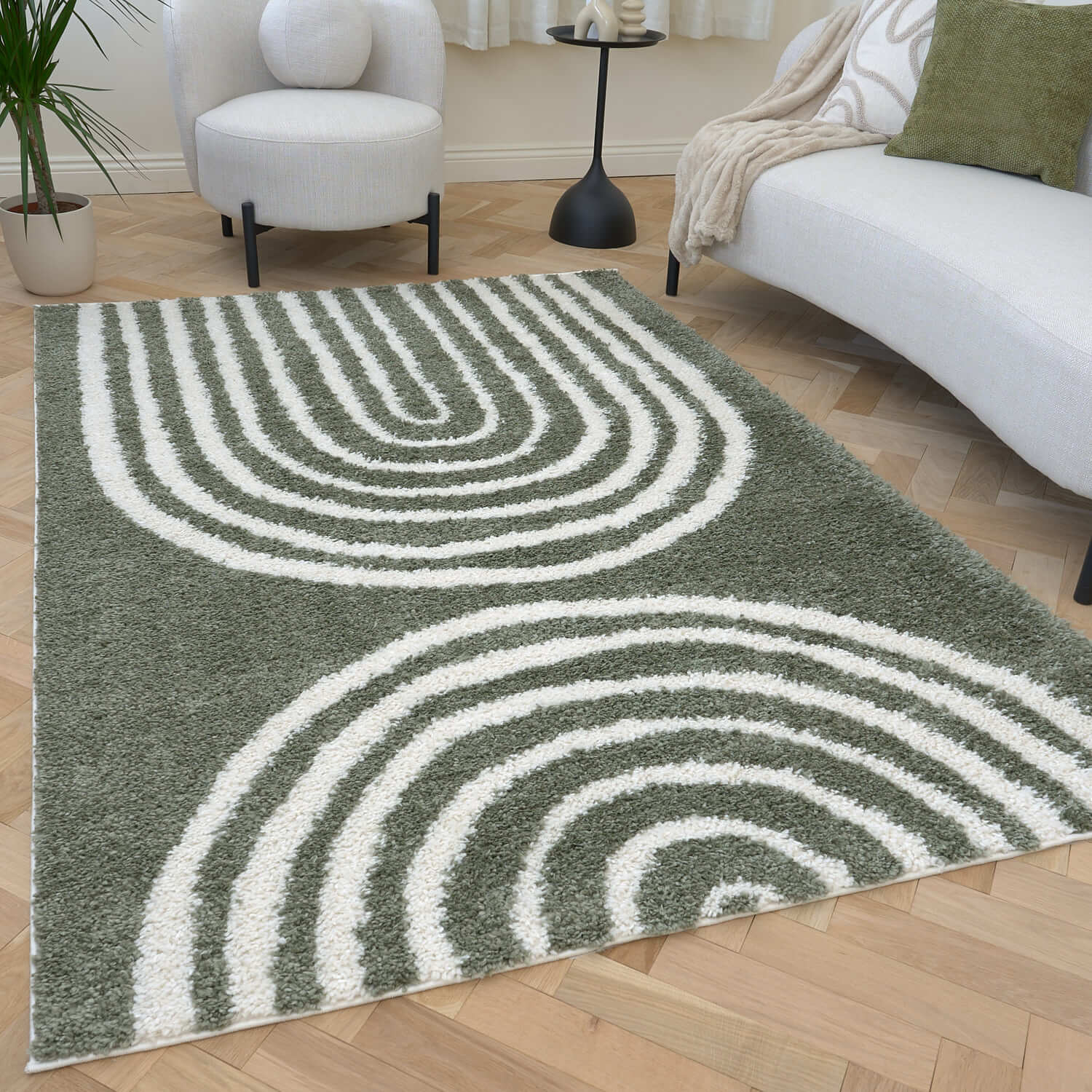 Moodi Shaggy Green Reverie Rug - PN Home