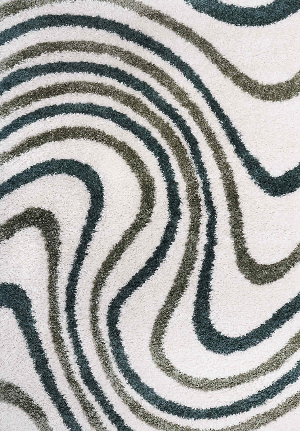 Moodi Shaggy Green Rippletide Rug - PN Home