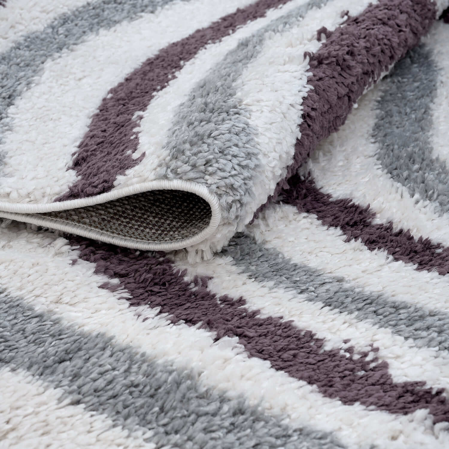 Moodi Shaggy Grey/Purple Smokeberry Rug - PN Home
