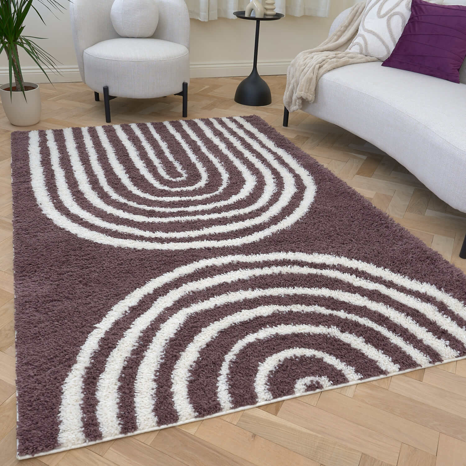 Moodi Shaggy Purple Velvetine Rug - PN Home