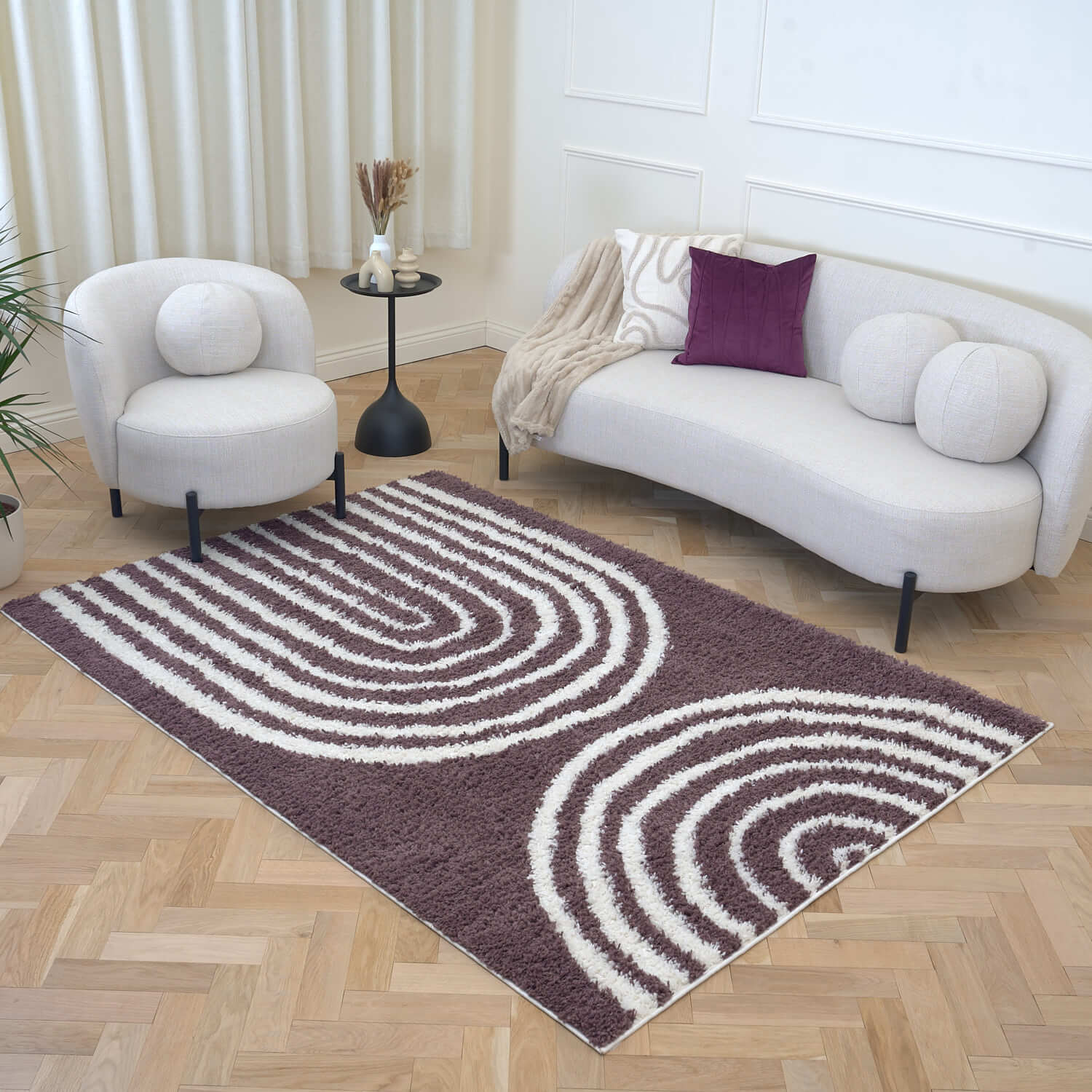 Moodi Shaggy Purple Velvetine Rug - PN Home