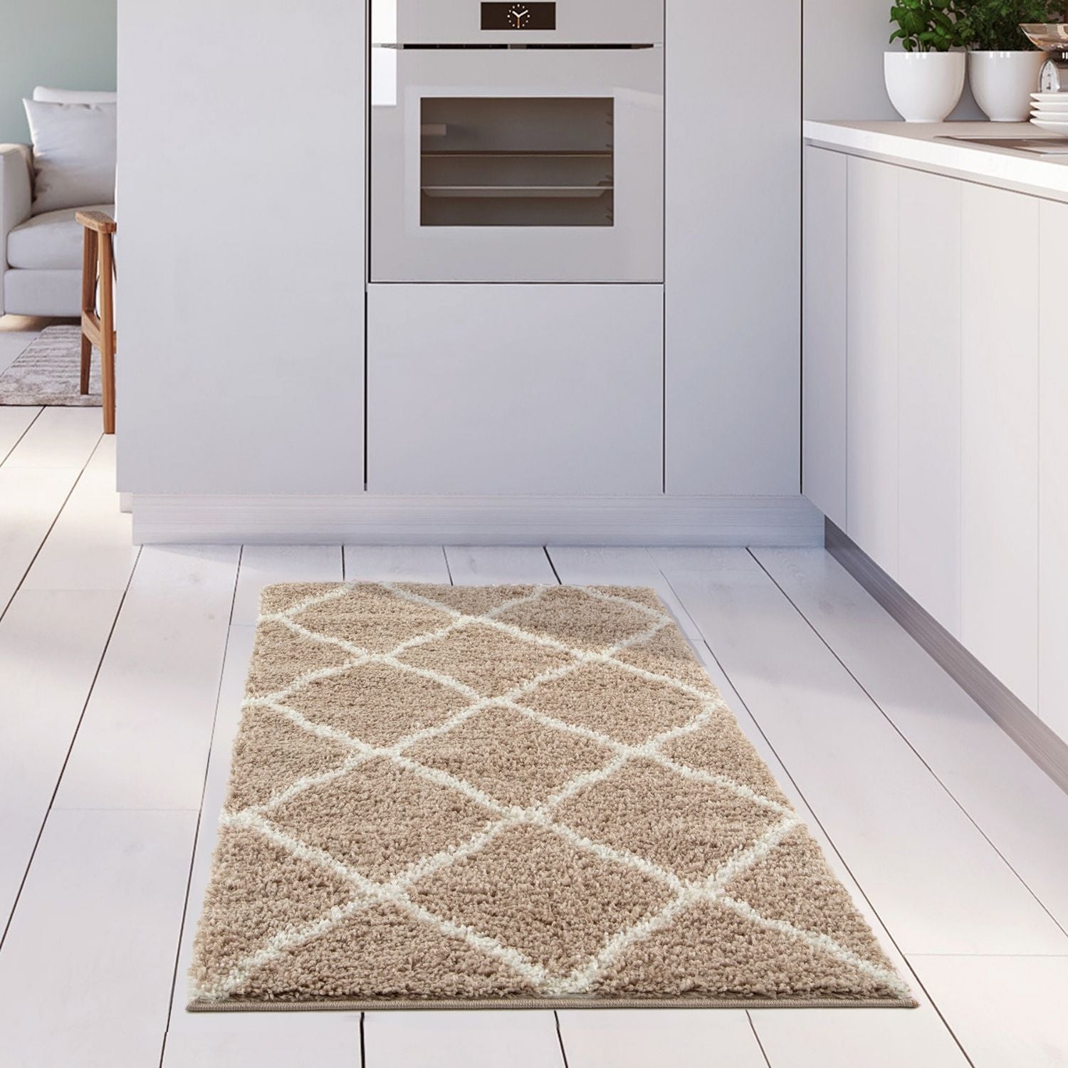 Moroccan Beige Shaggy Rug | 720 - PN Home