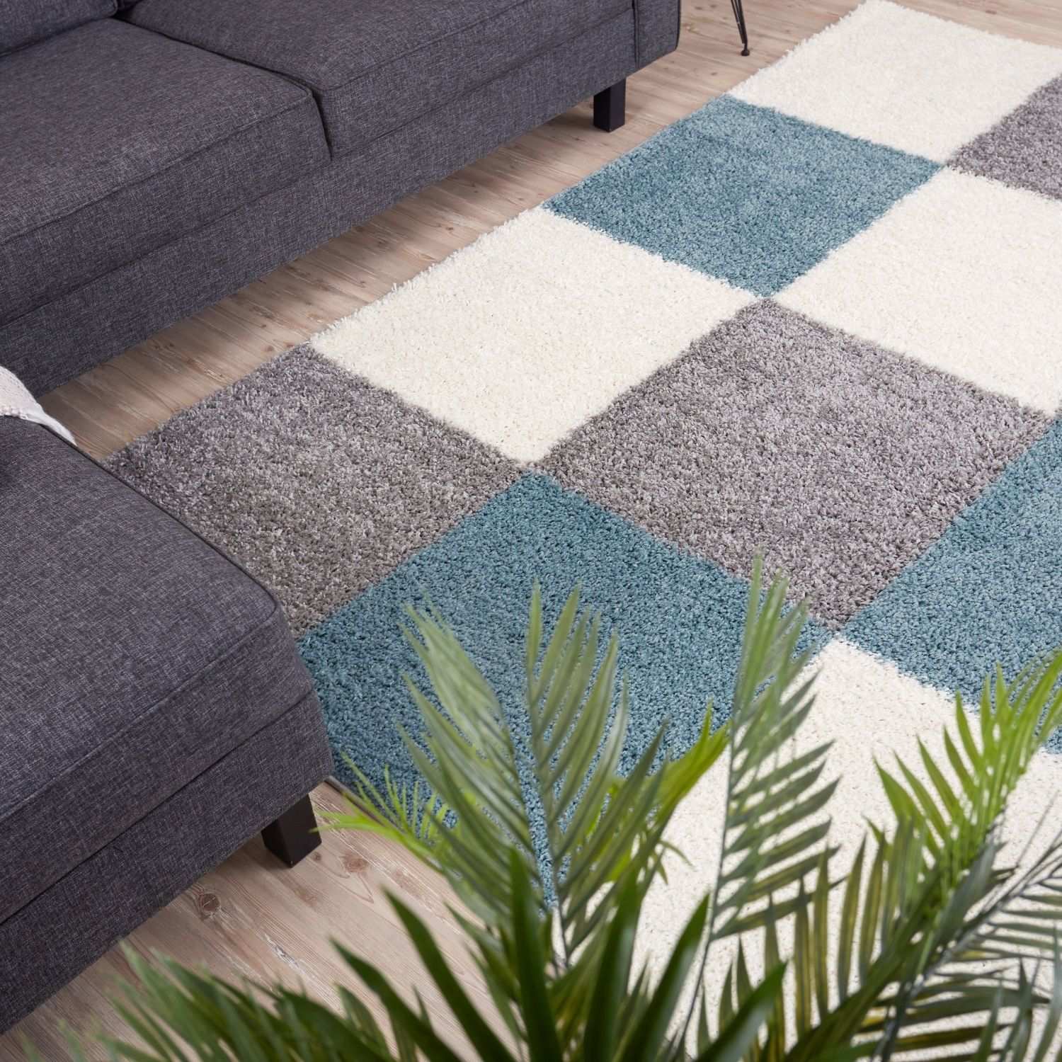 Myshaggy Geometric Duck Egg Blue Rug - PN Home