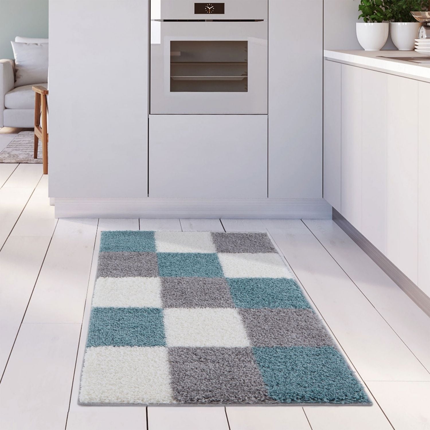 Myshaggy Geometric Duck Egg Blue Rug - PN Home