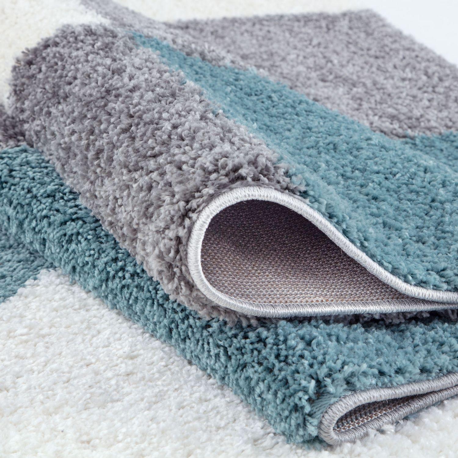 Myshaggy Geometric Duck Egg Blue Rug - PN Home