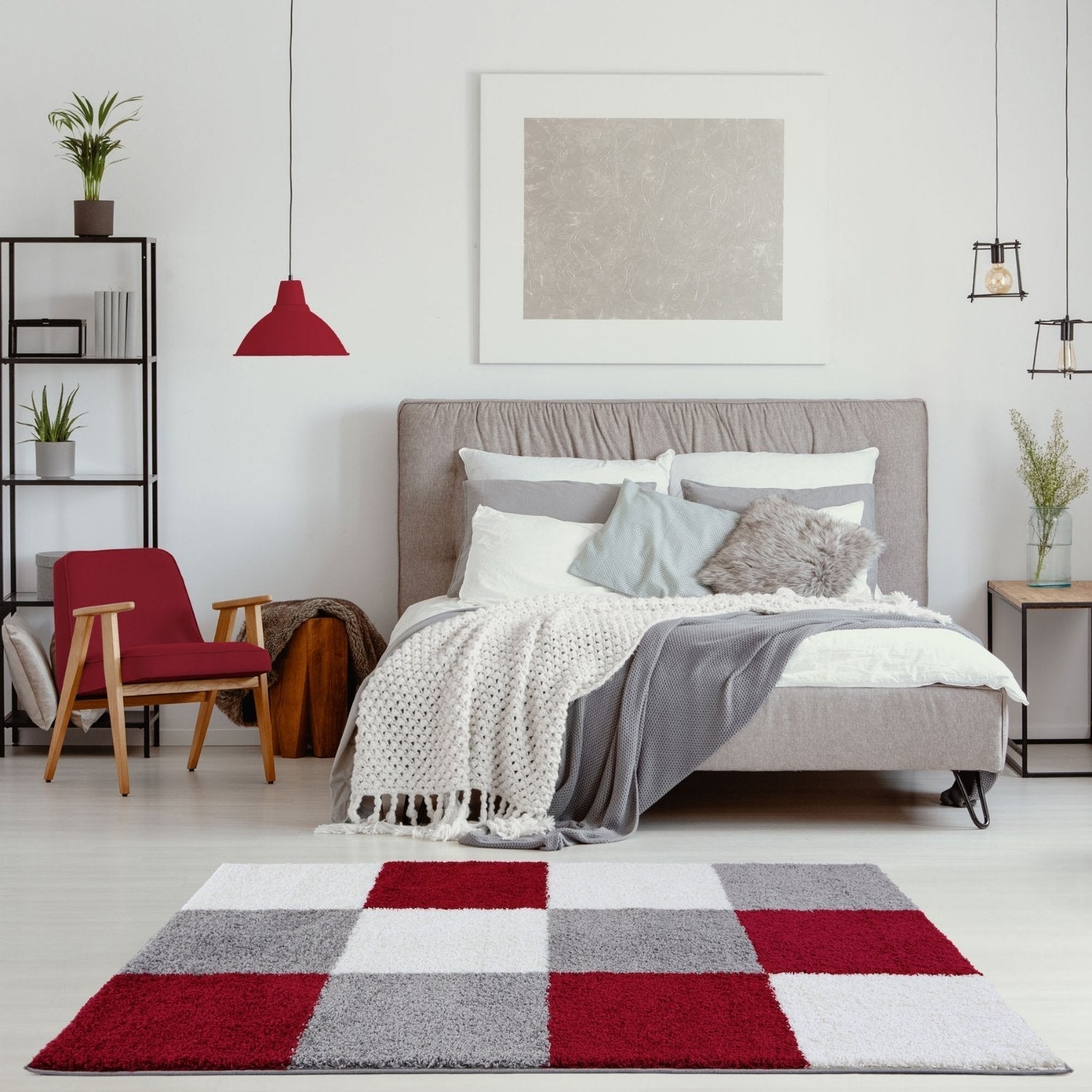 Myshaggy Geometric Red Rug - PN Home
