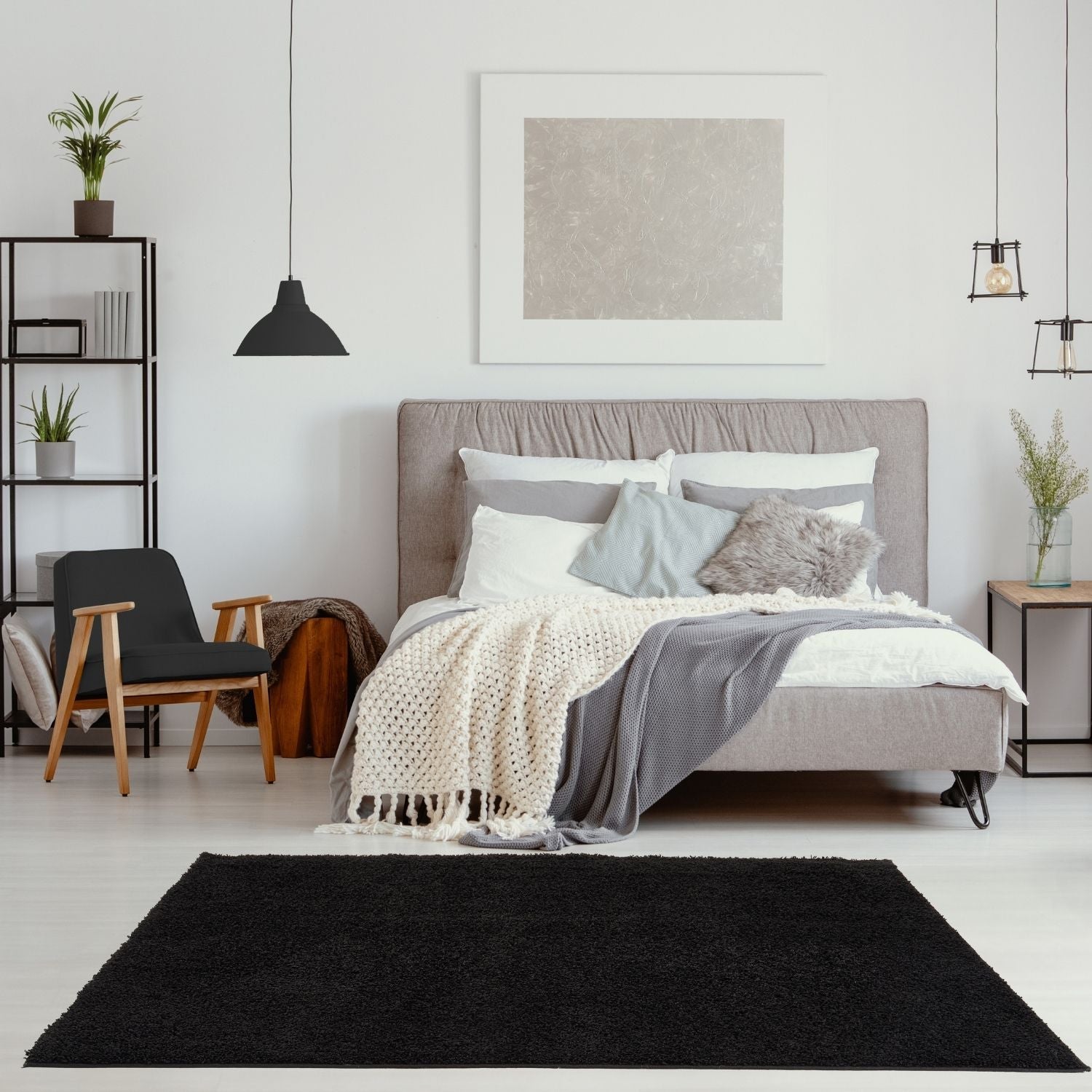 Myshaggy Solid Black Rug - PN Home