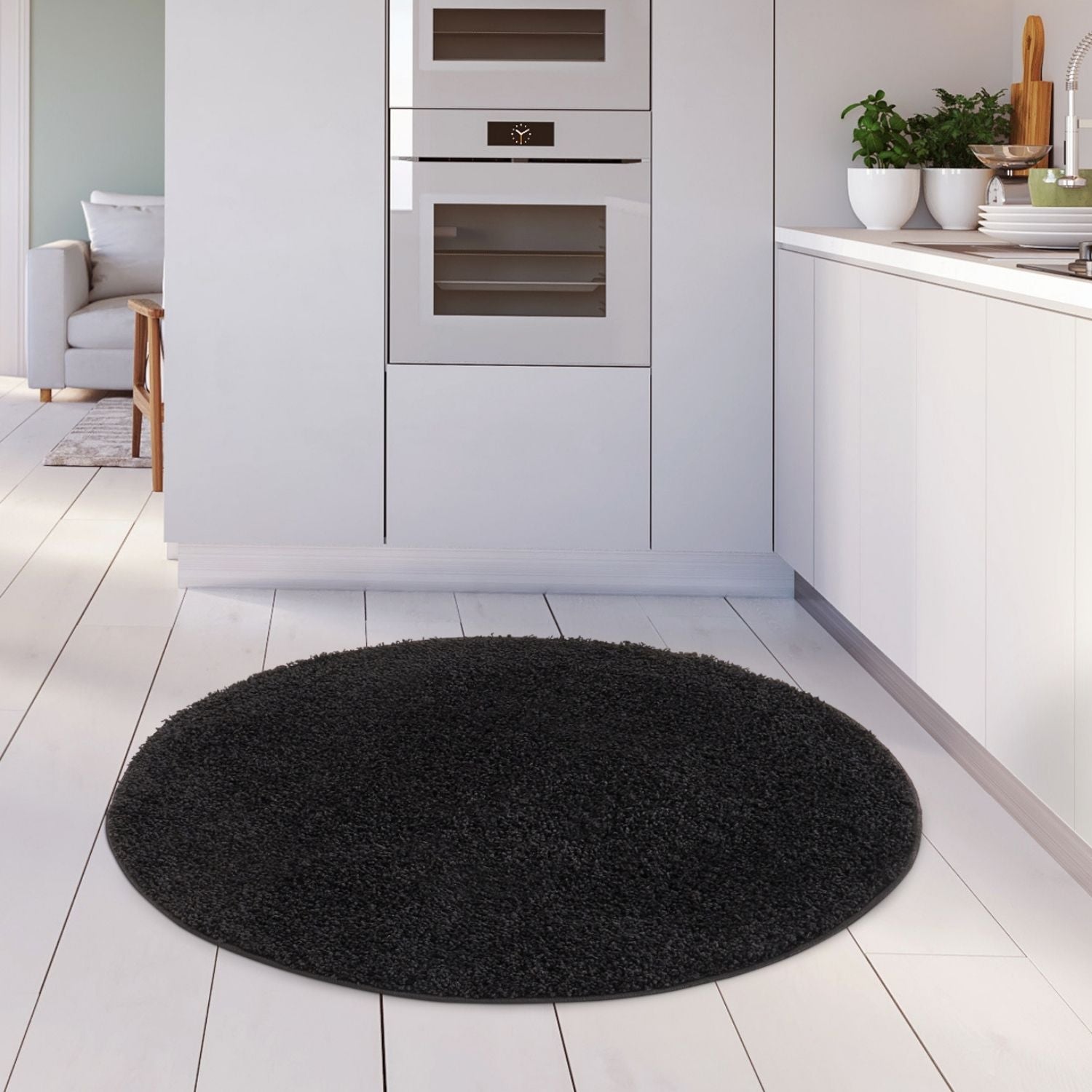 Myshaggy Solid Black Rug - PN Home