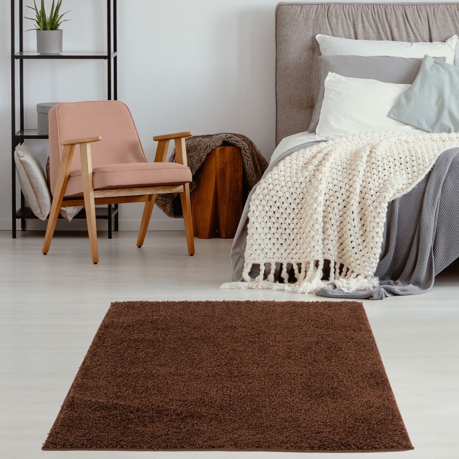Myshaggy Solid Brown Rug - PN Home