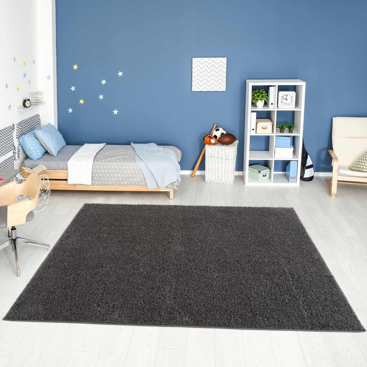 Myshaggy Solid Dark Grey Rug - PN Home