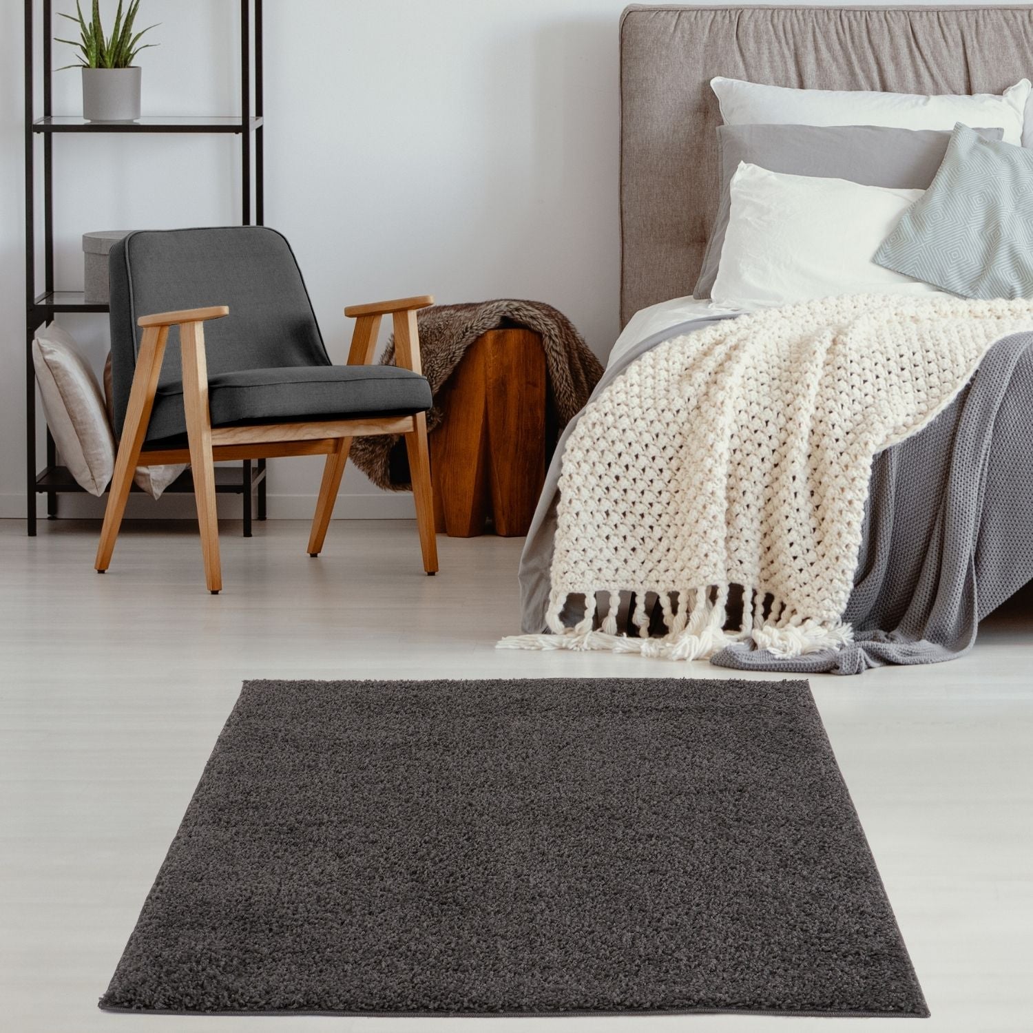 Myshaggy Solid Dark Grey Rug - PN Home