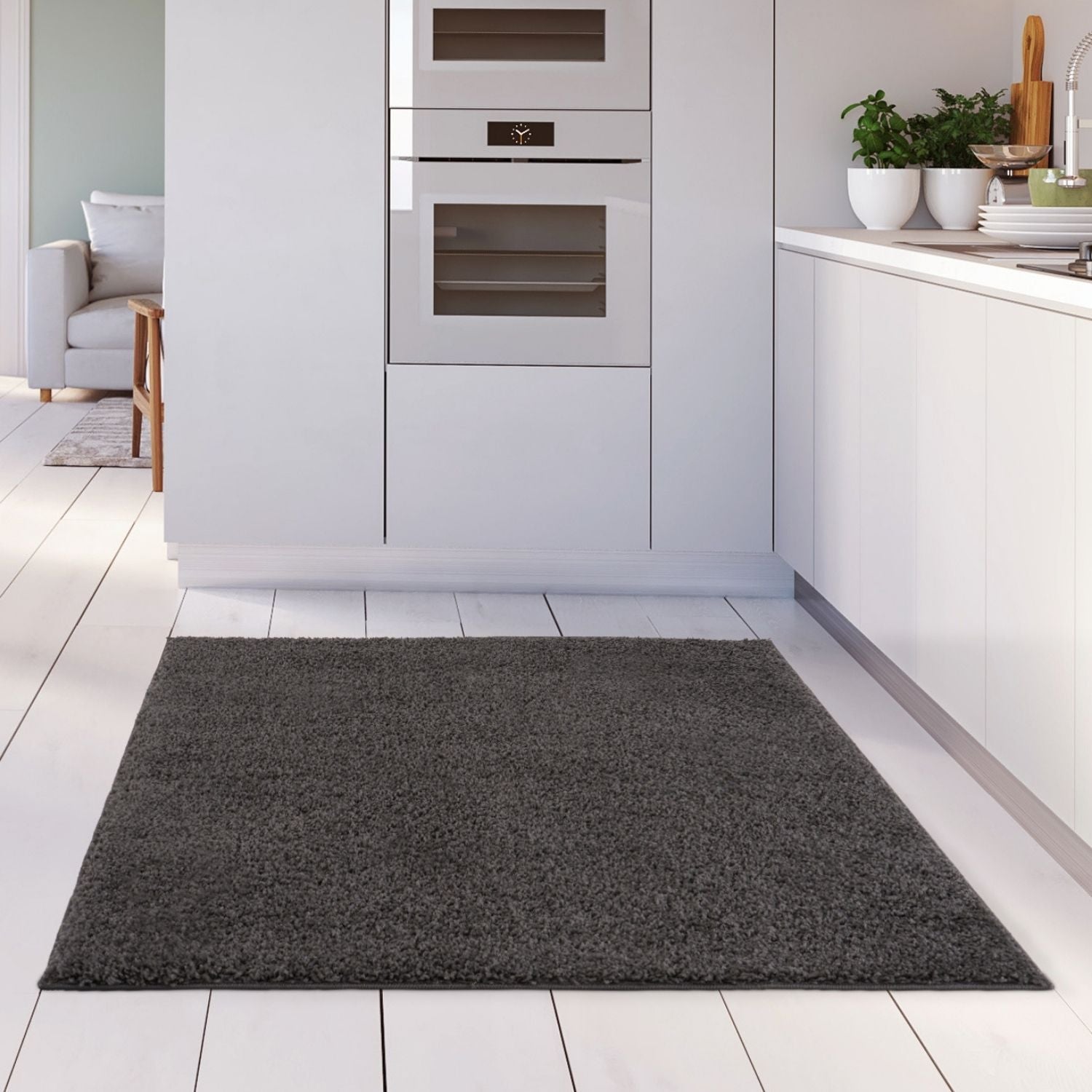 Myshaggy Solid Dark Grey Rug - PN Home