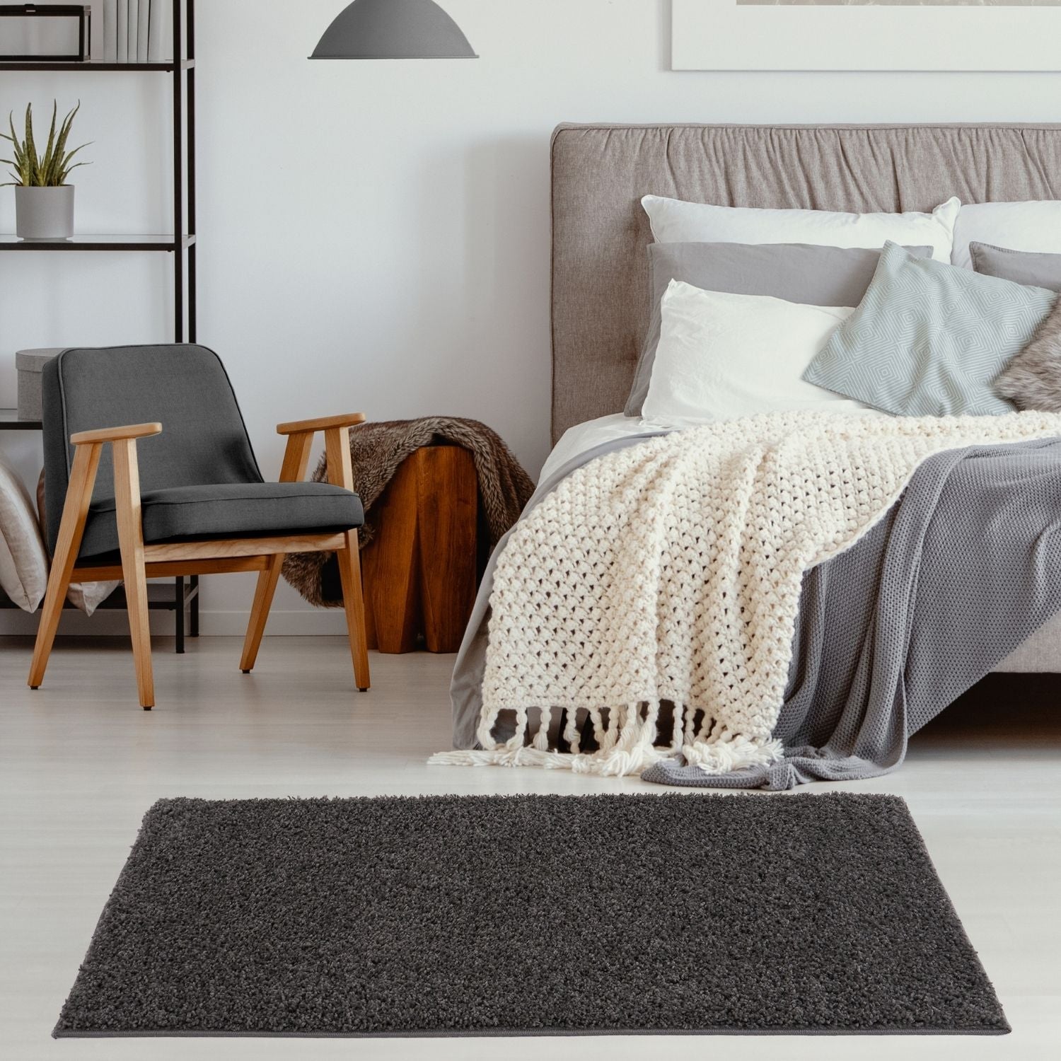 Myshaggy Solid Dark Grey Rug - PN Home