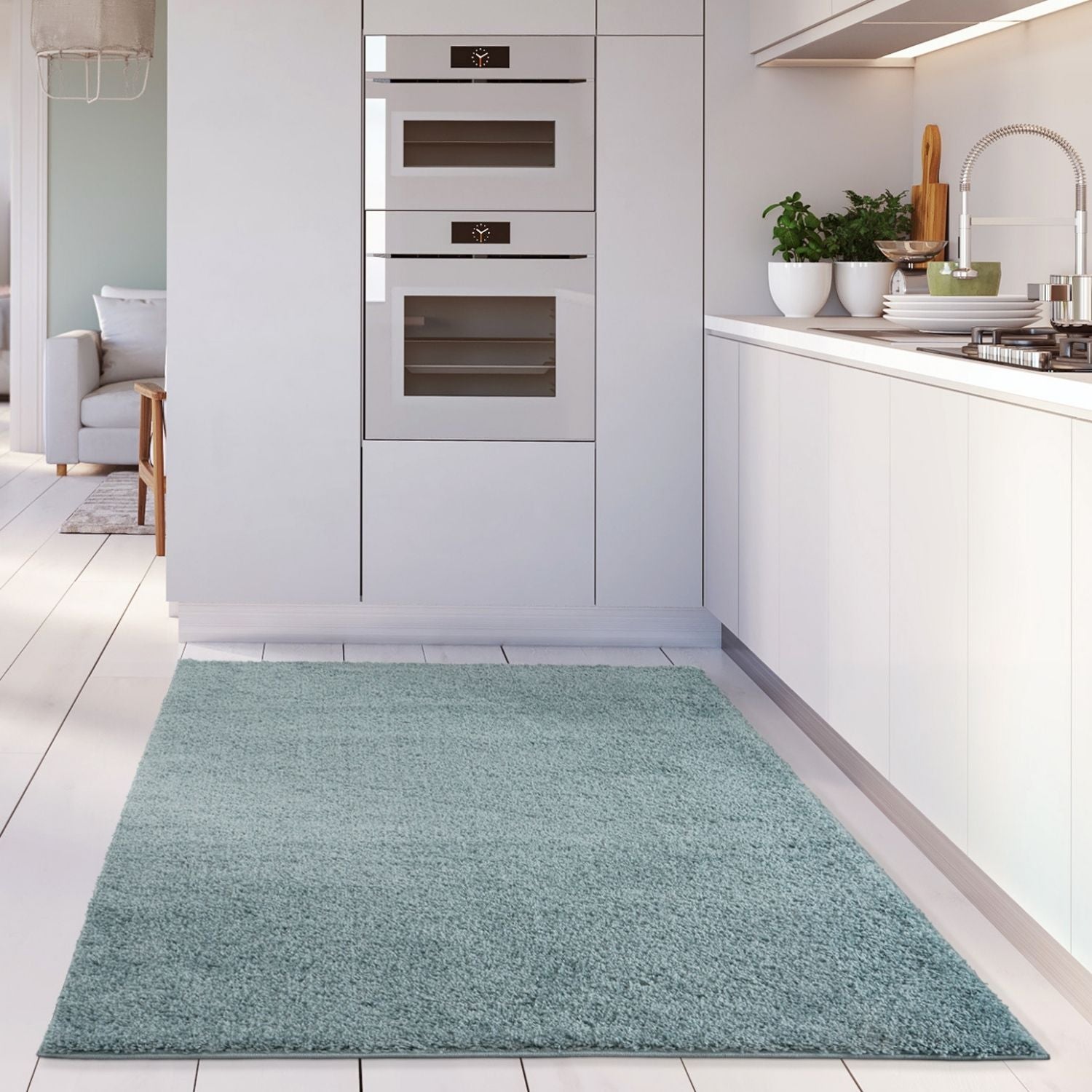 Myshaggy Solid Duck Egg Blue Rug - PN Home