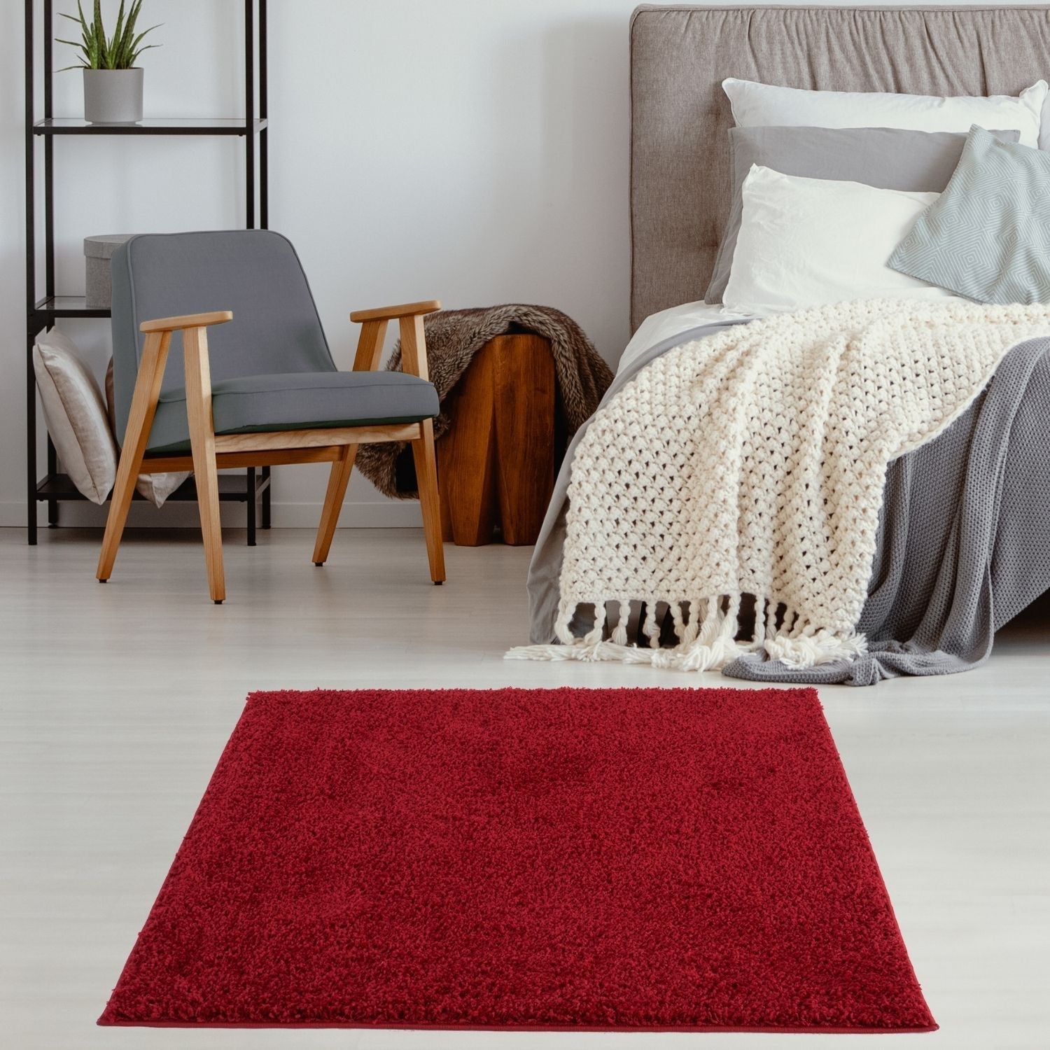 Myshaggy Solid Red Rug - PN Home