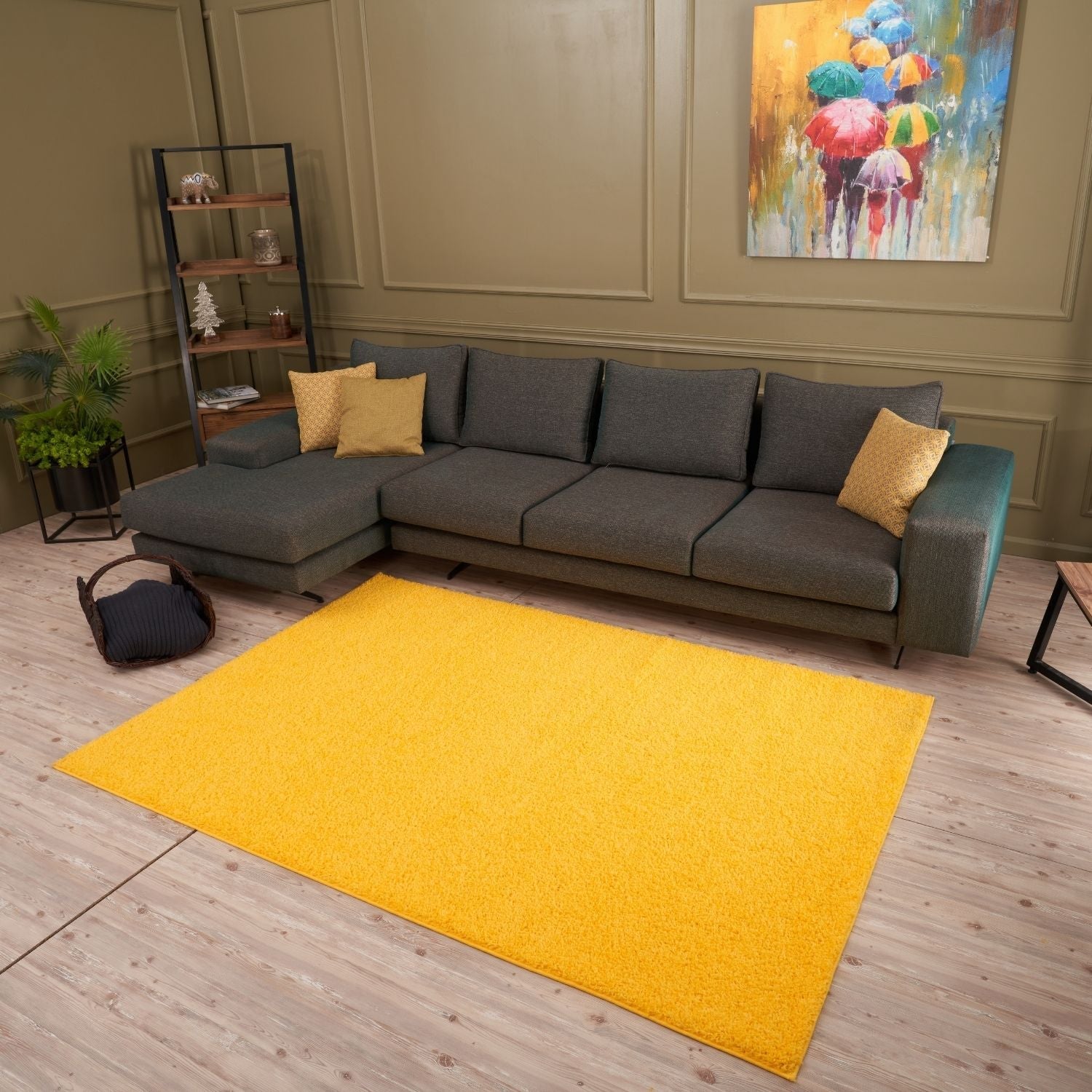 Myshaggy Solid Yellow Rug - PN Home