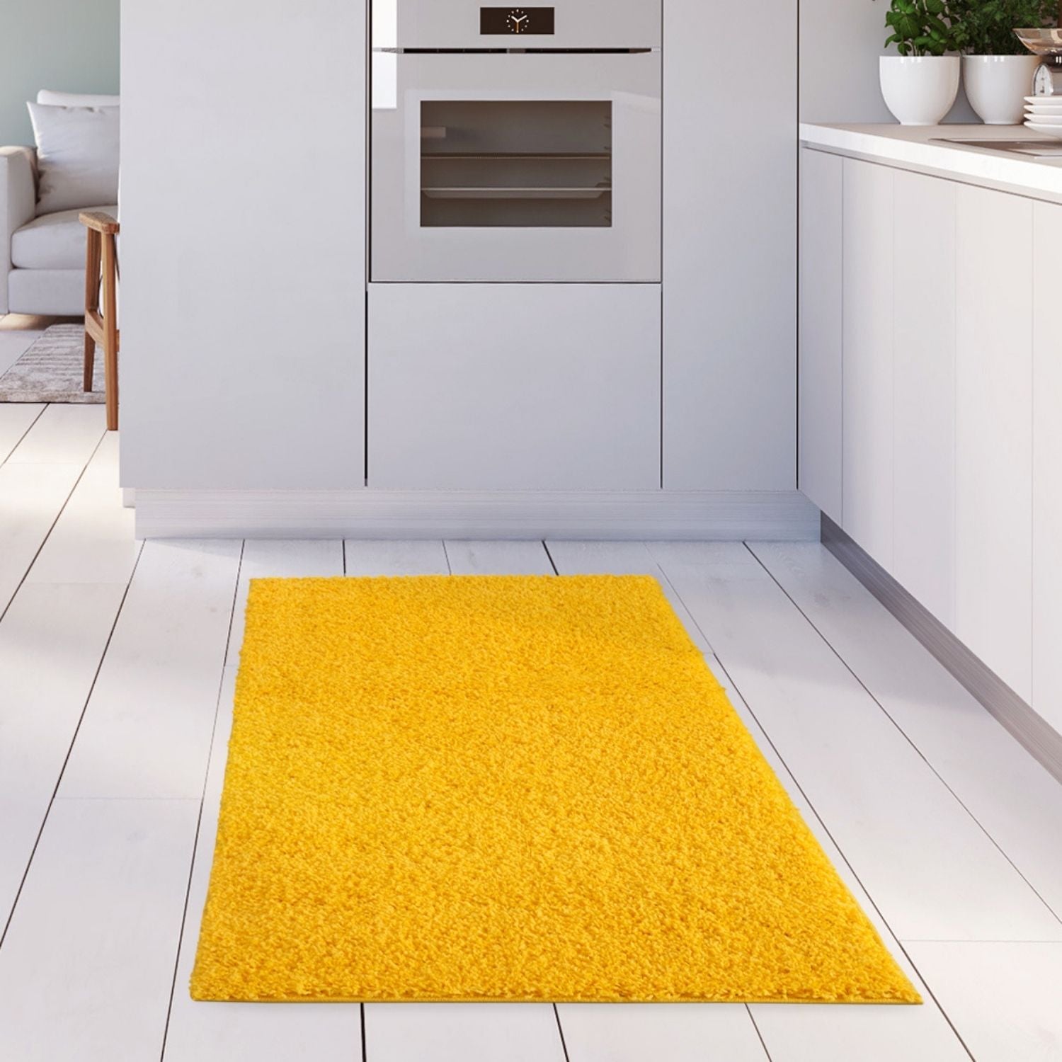 Myshaggy Solid Yellow Rug - PN Home