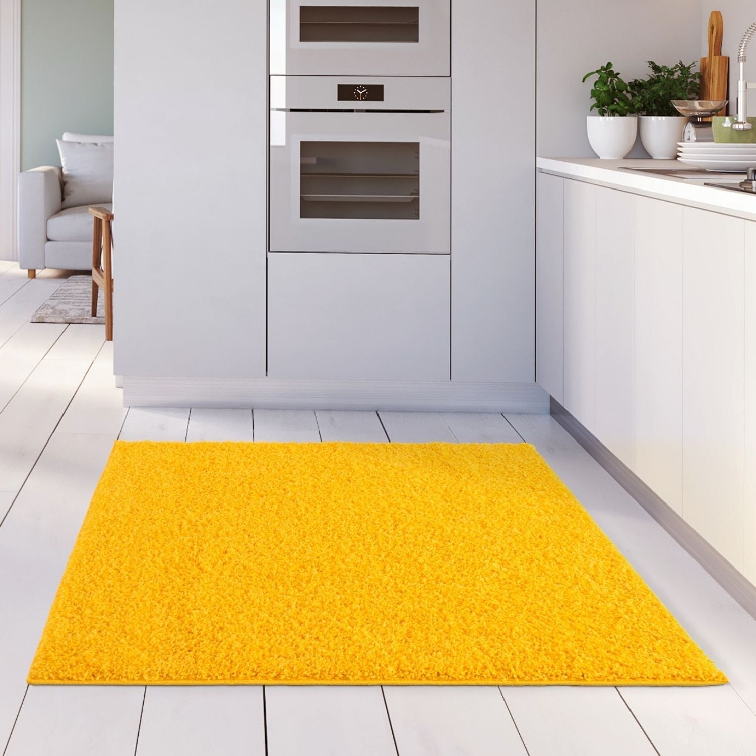 Myshaggy Solid Yellow Rug - PN Home