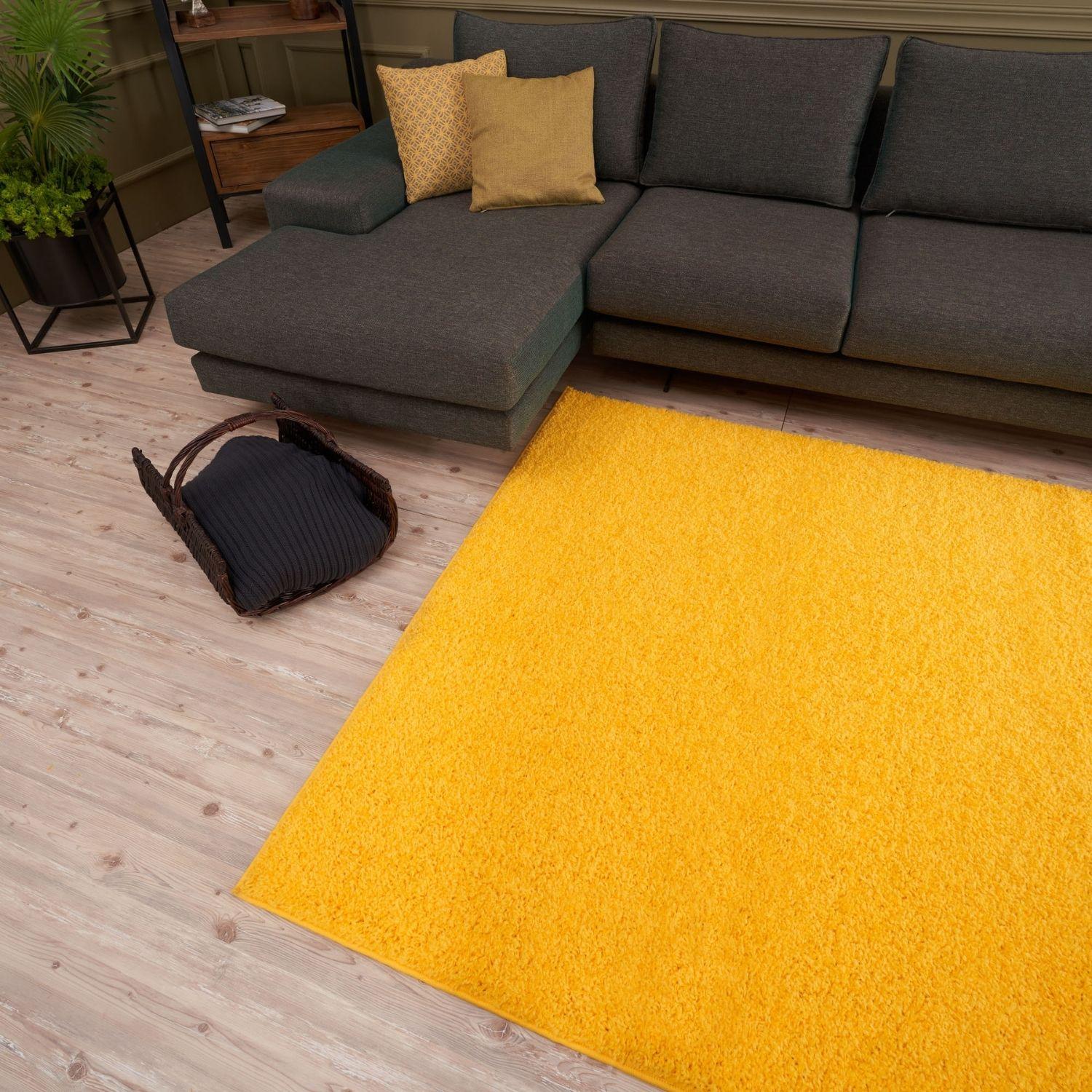 Myshaggy Solid Yellow Rug - PN Home