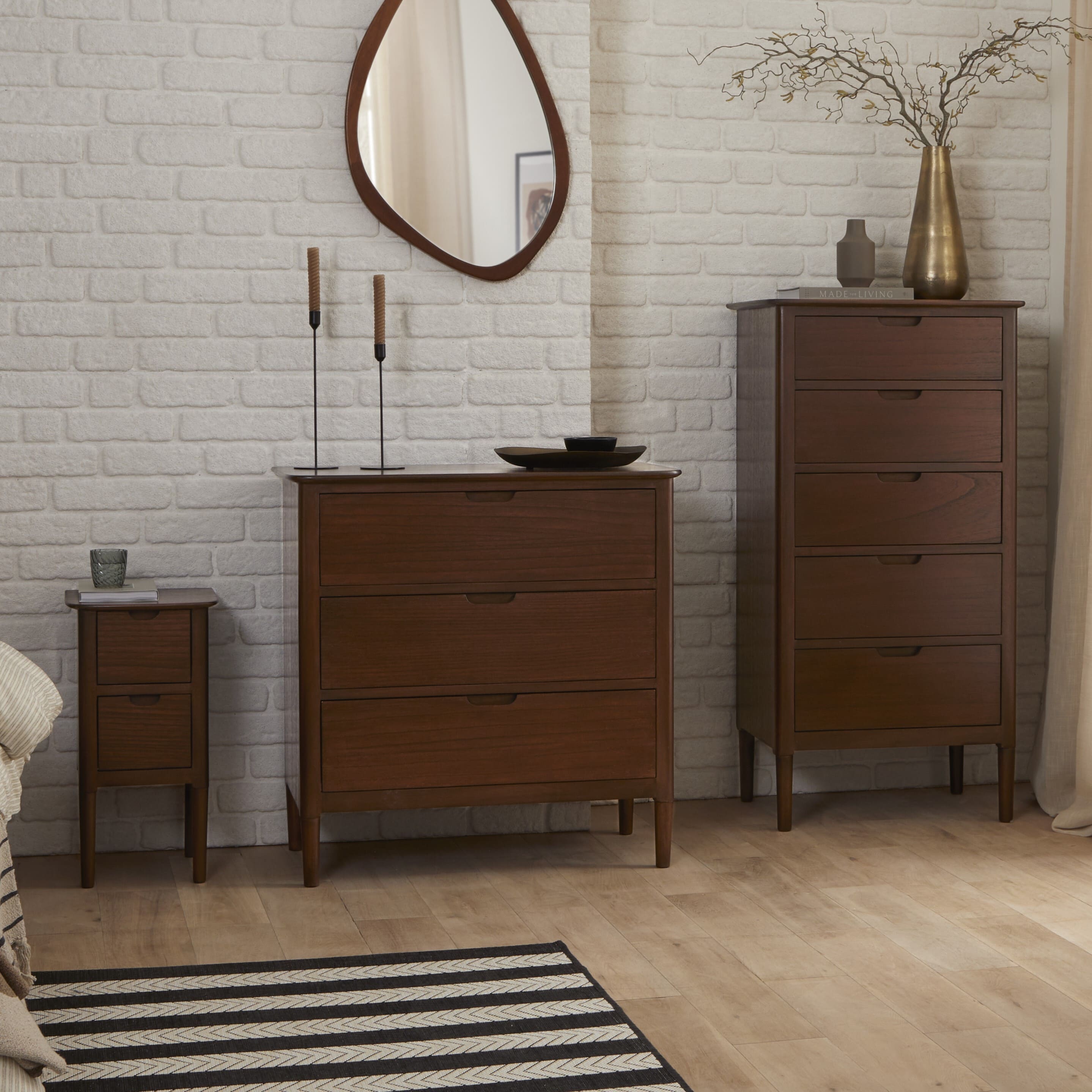 Norway Narrow Walnut Bedside Table