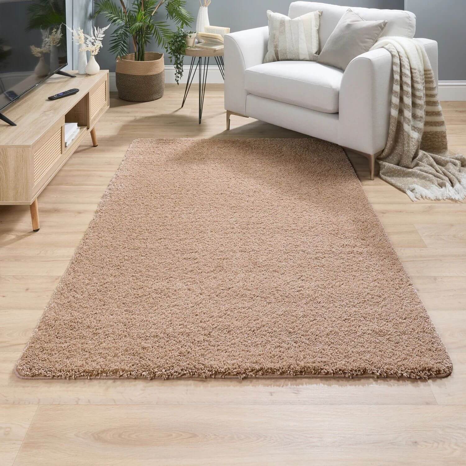 Washable Nude Pink Shaggy Rug - PN Home