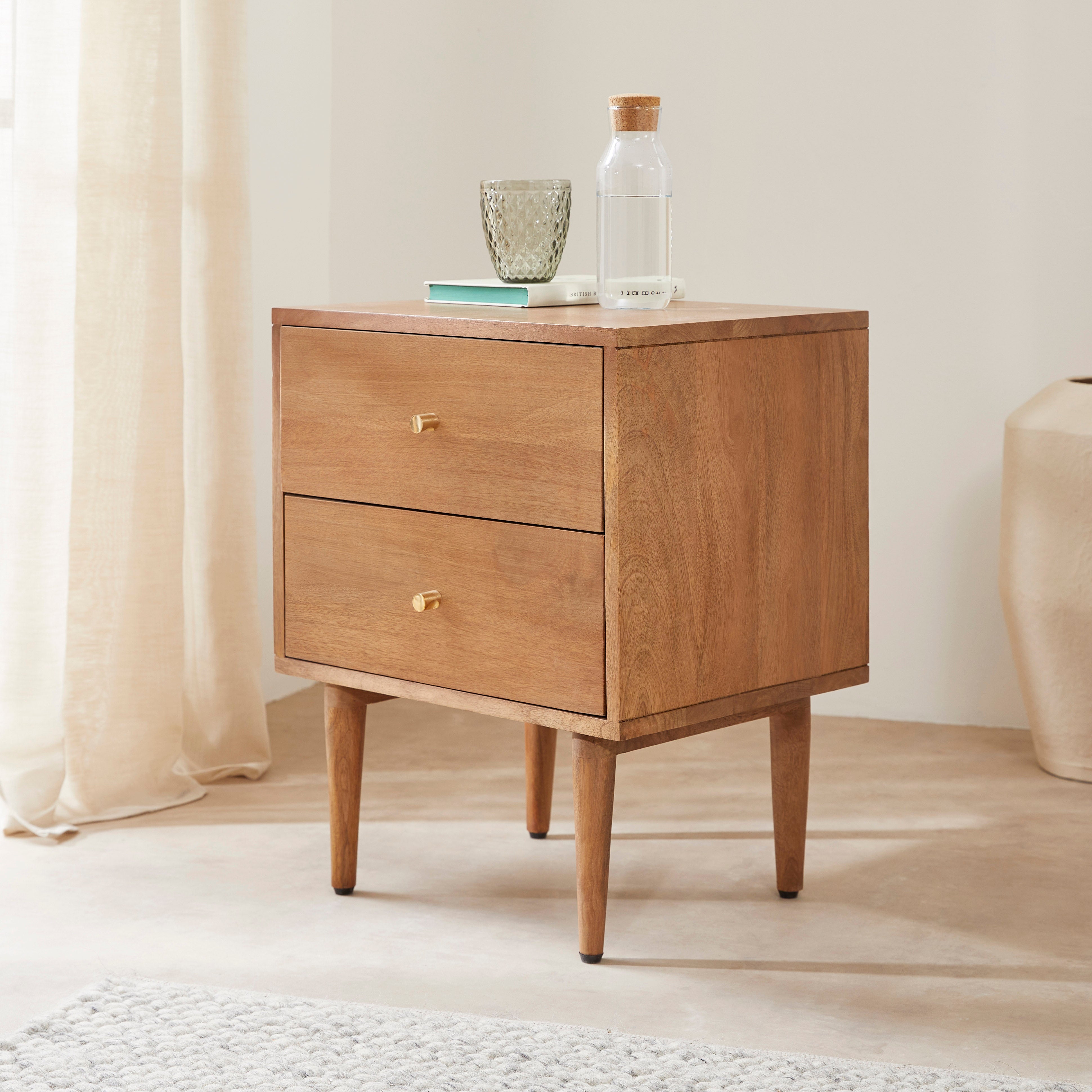 Solid wood bedside table