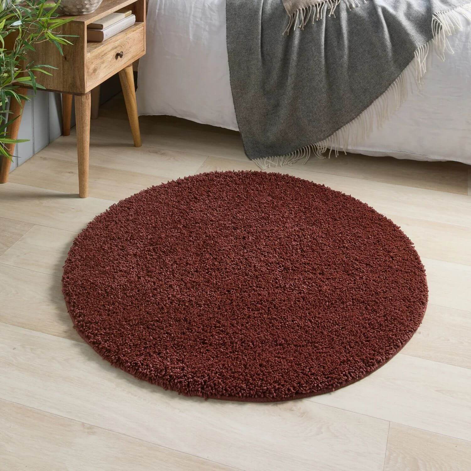 Washable Ox Red Shaggy Rug - PN Home