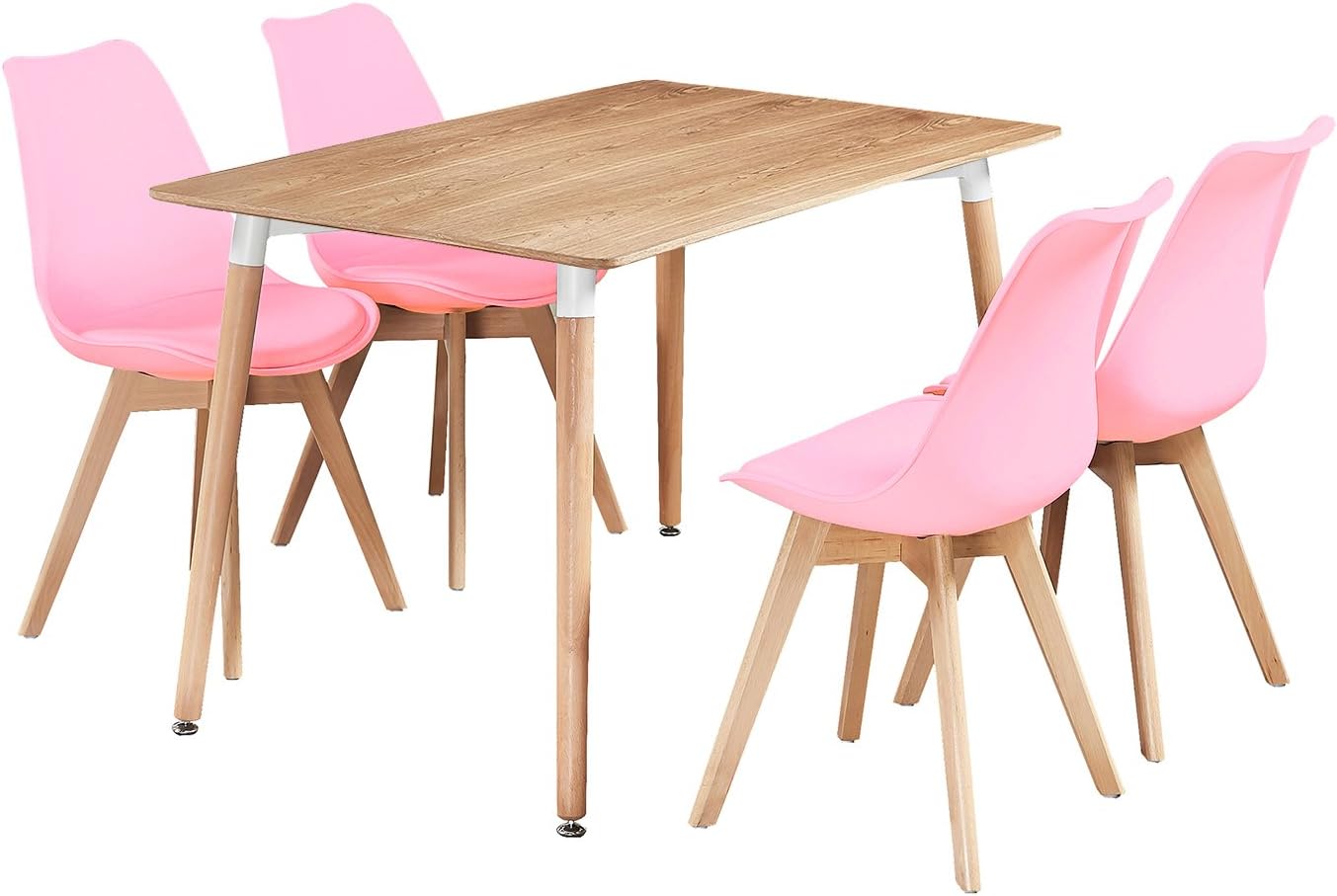 5-Piece Halo Dining Set (Oak Table + 4 Jamie Lorenzo Tulip Chairs) - PN Home