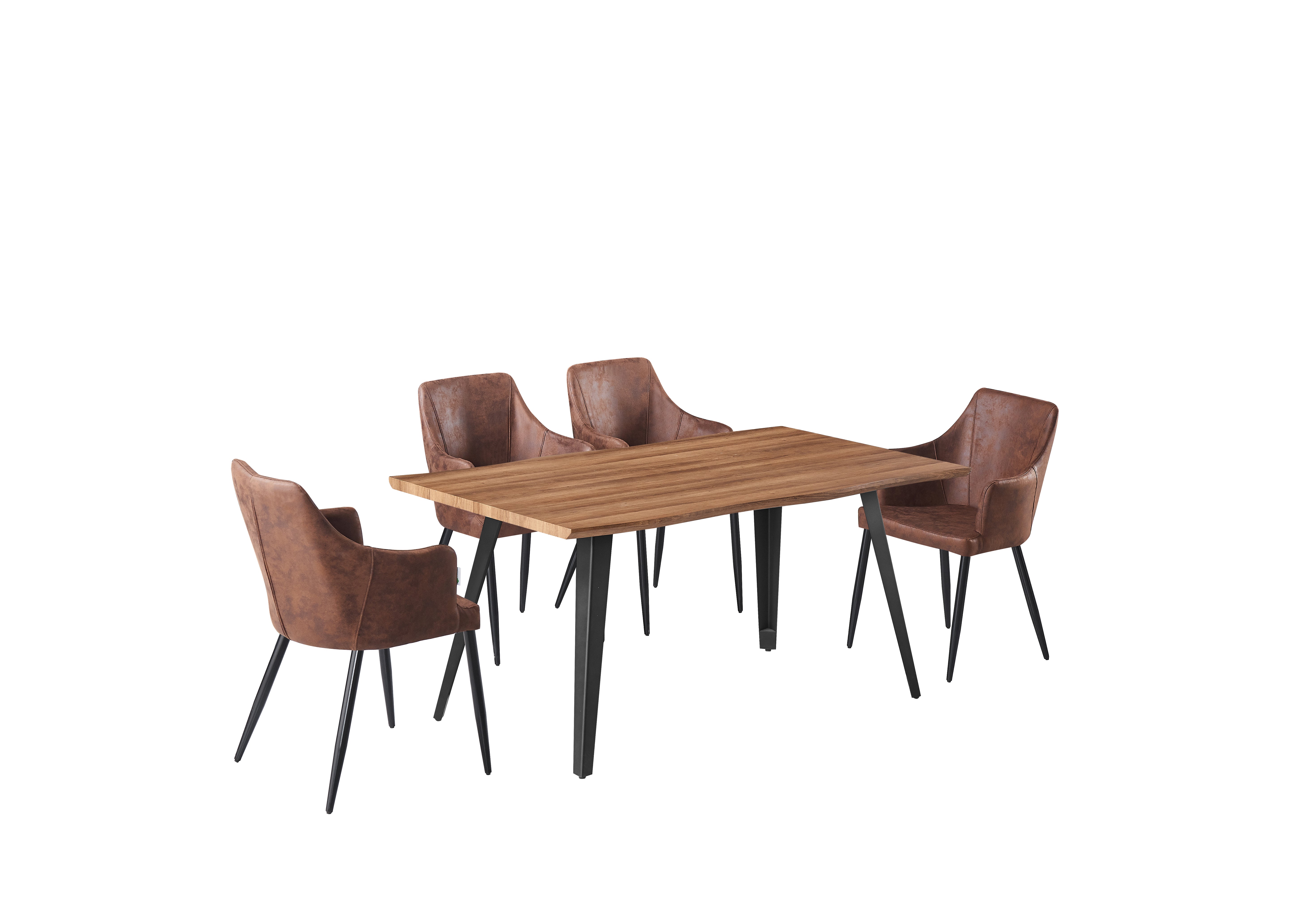 Zarah Rocco Dining Set with Oak Table and 4 Dining Chairs