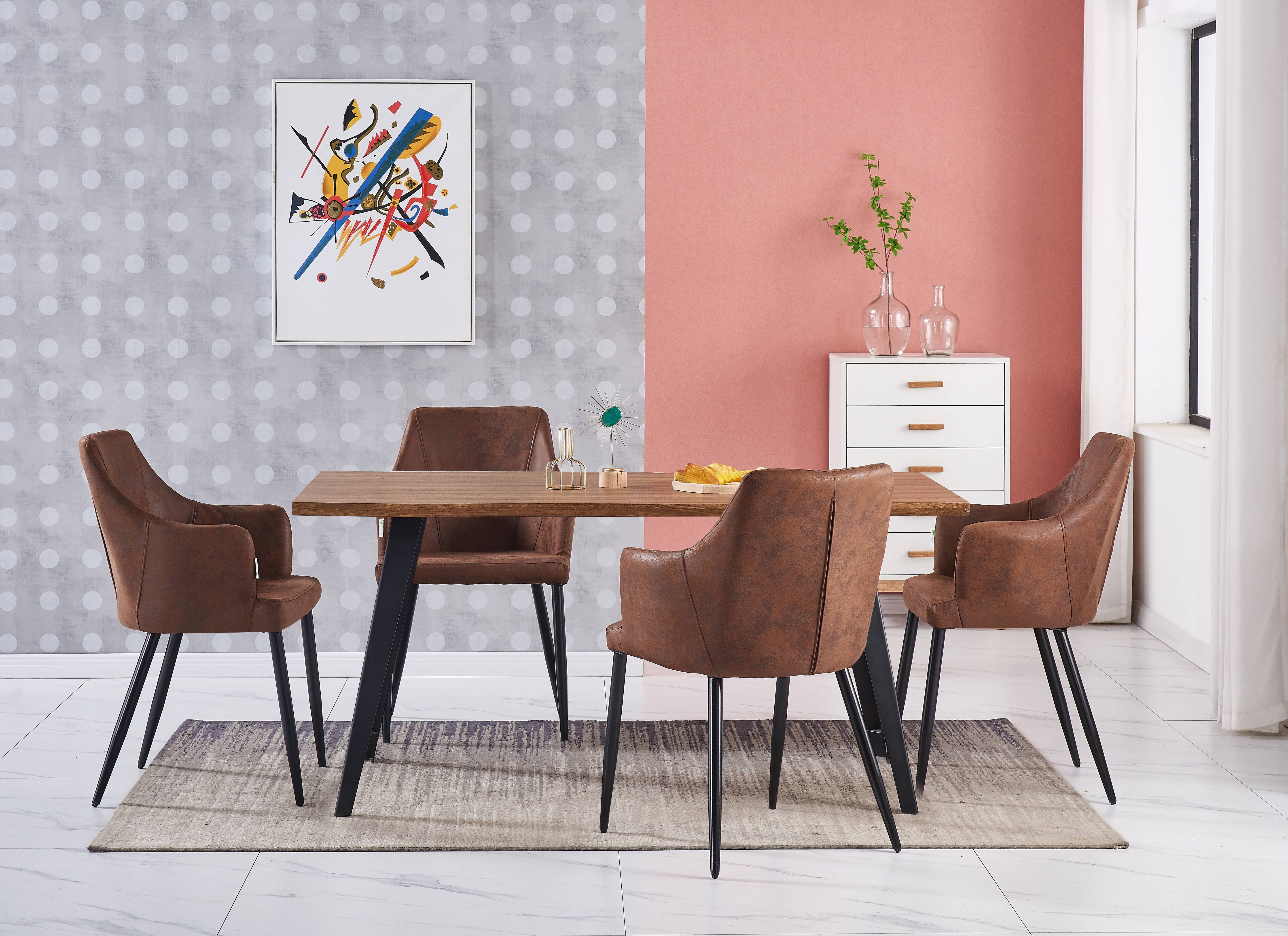 Zarah Rocco Dining Set with Oak Table and 4 Dining Chairs