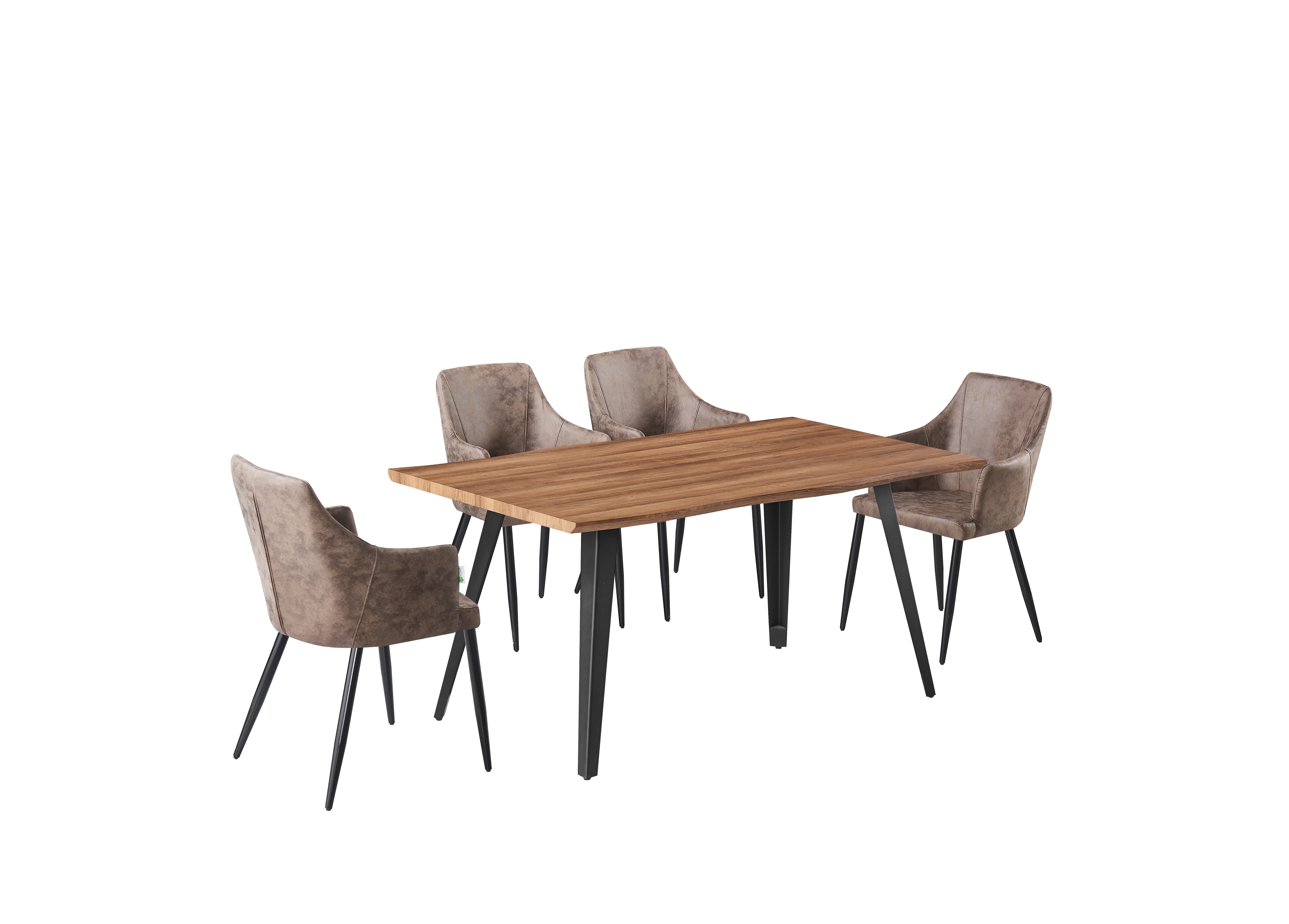 Zarah Rocco Dining Set with Oak Table and 4 Dining Chairs