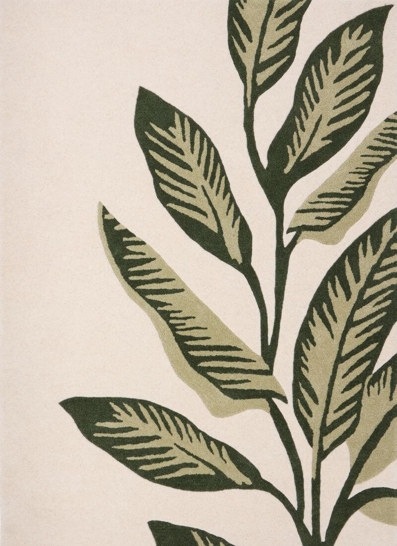 Paradise Leaf Hand-Tufted Wool Rug – Cream/Green - PN Home